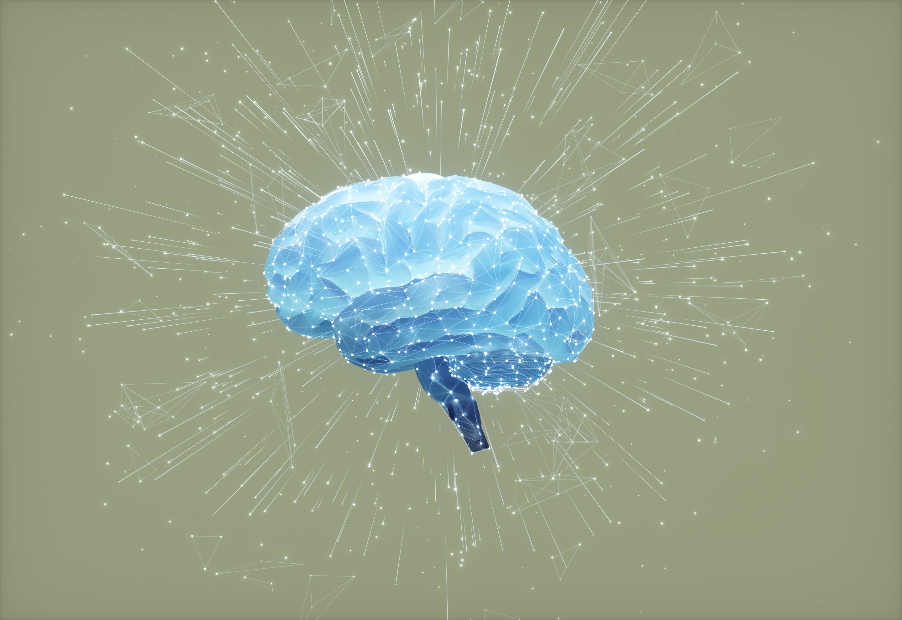 Illustration of a brain exploding with data.