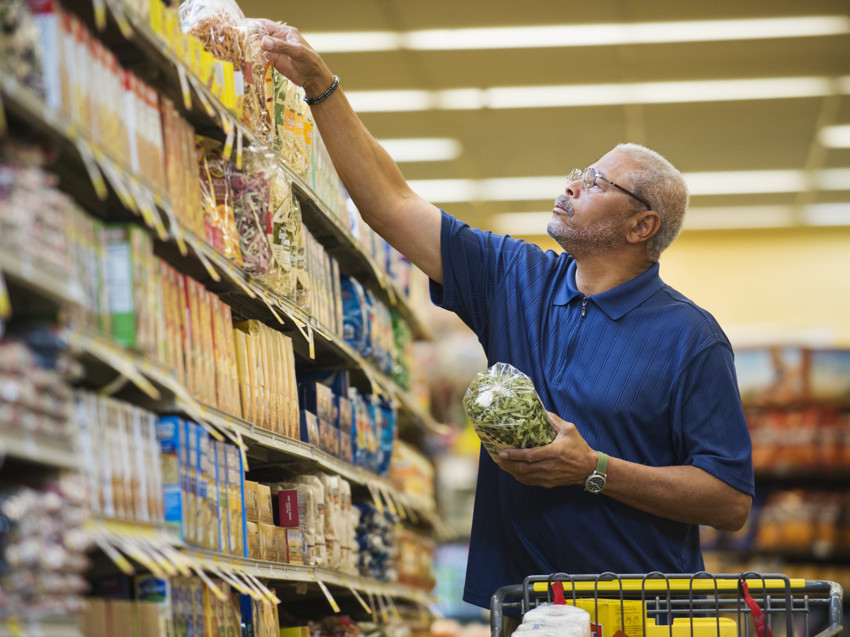 A man shopping in grocery store
