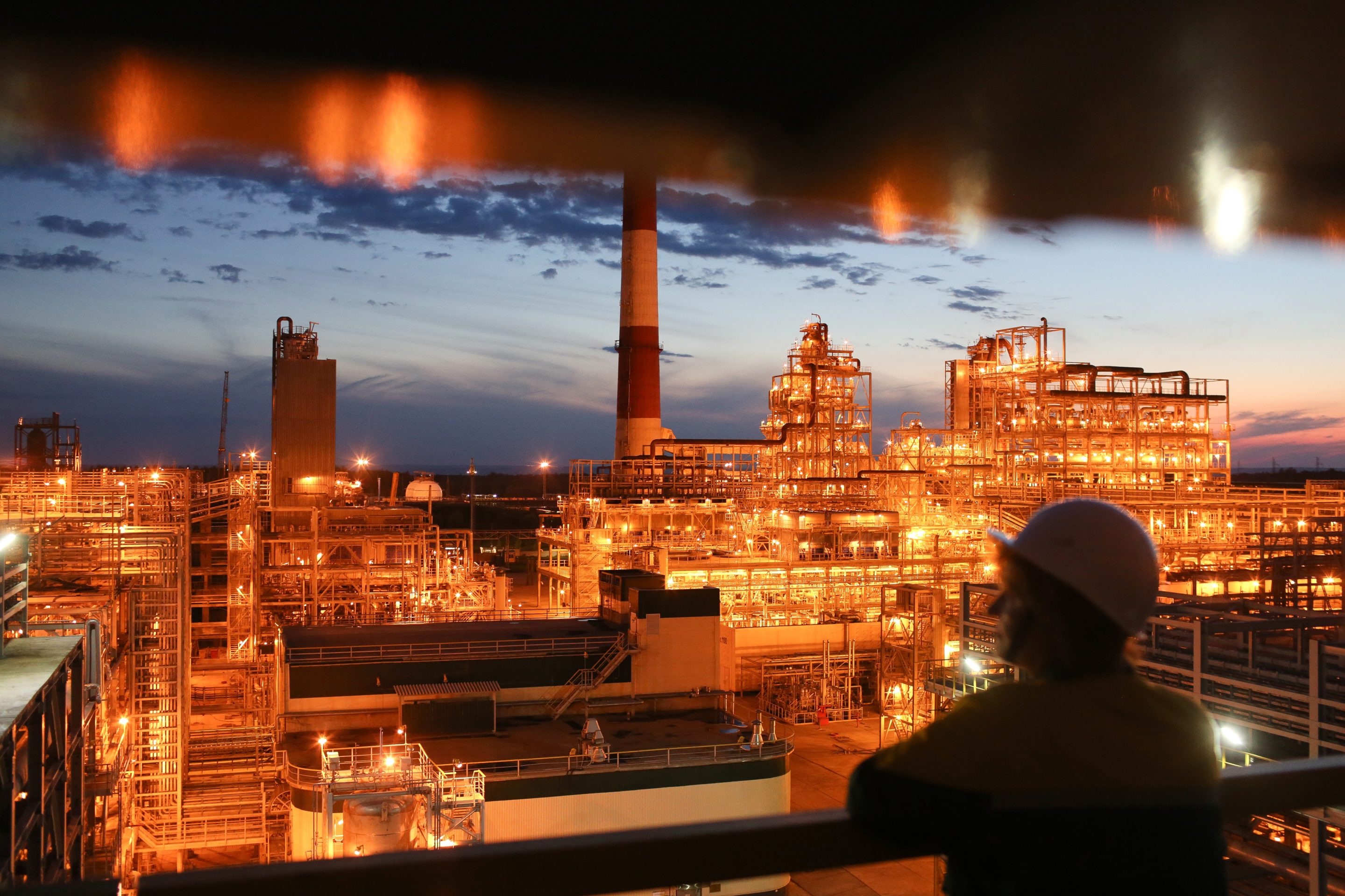 A crude oil processing facility in Nizhnekamsk, Russia.