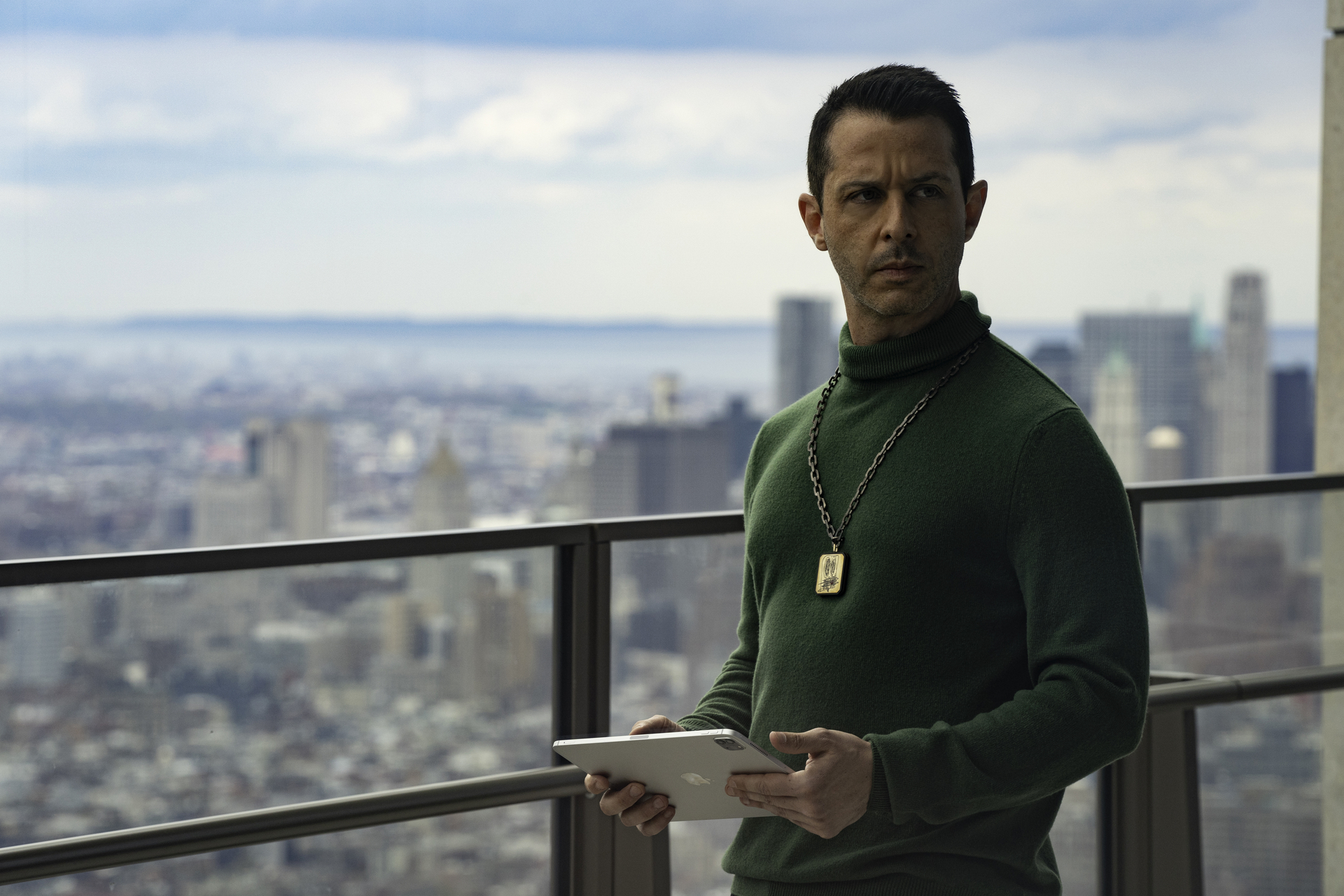 Kendall Roy, played by Jeremy Strong, on the terrace of the penthouse apartment that starred as his home in HBO's "Succession."
