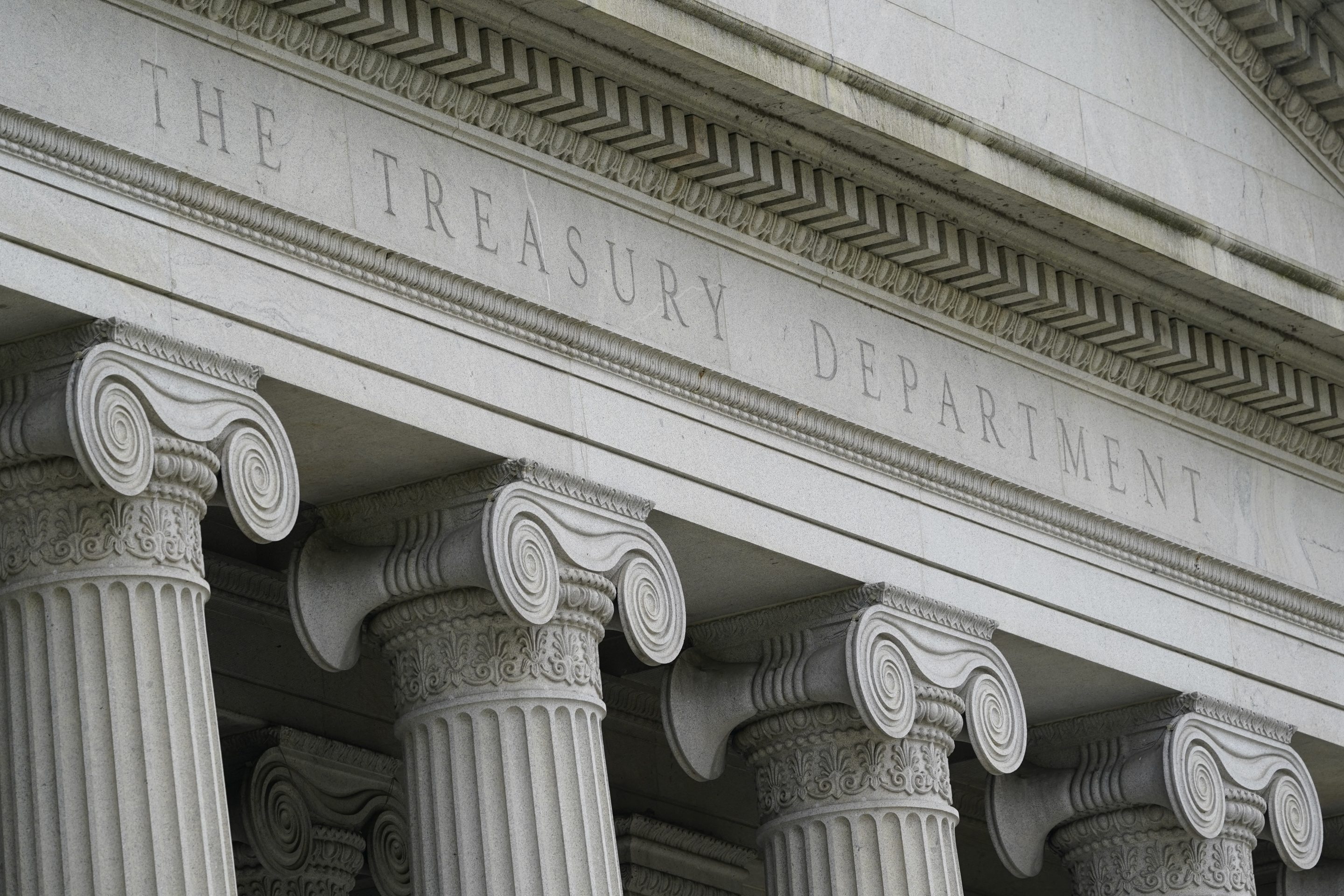 The Treasury Building is viewed in Washington, May 4, 2021. 
