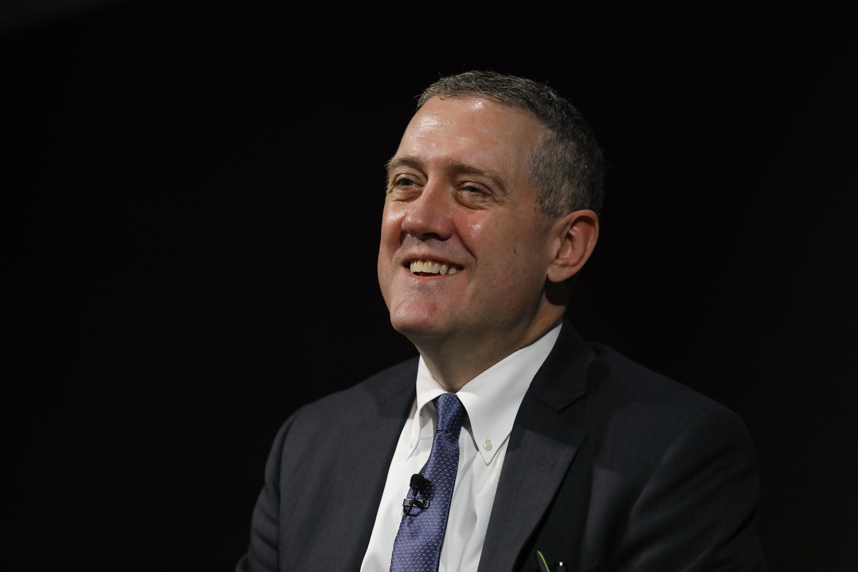 James Bullard, president and chief executive officer of the Federal Reserve Bank of St. Louis, reacts at the 2019 Monetary and Financial Policy Conference at Bloomberg's European headquarters in London, U.K., on Tuesday, Oct. 15, 2019.