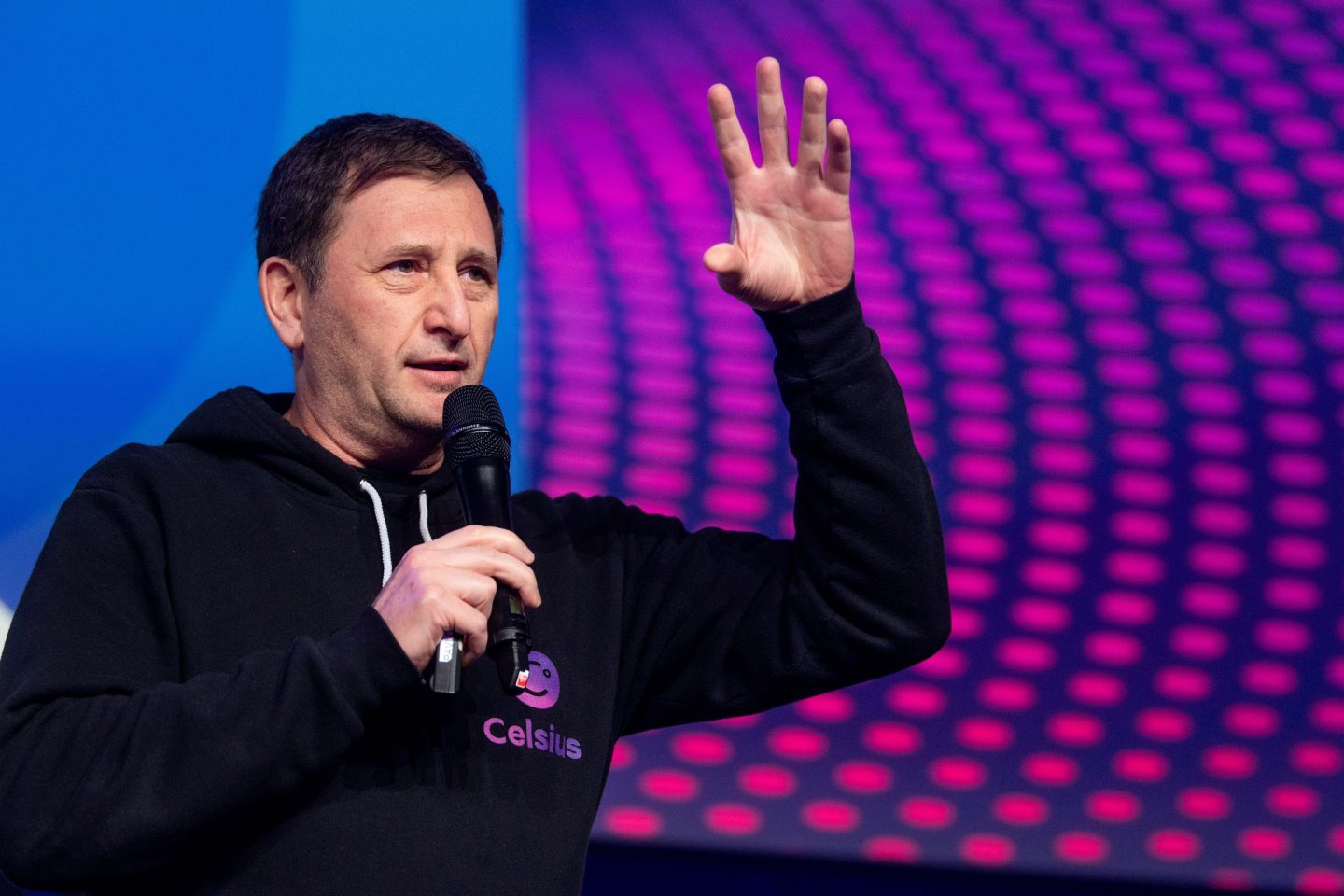 Alex Mashinksy, founder and former CEO of Celsius, speaks at the Blockchain Week Summit in Paris in 2022.