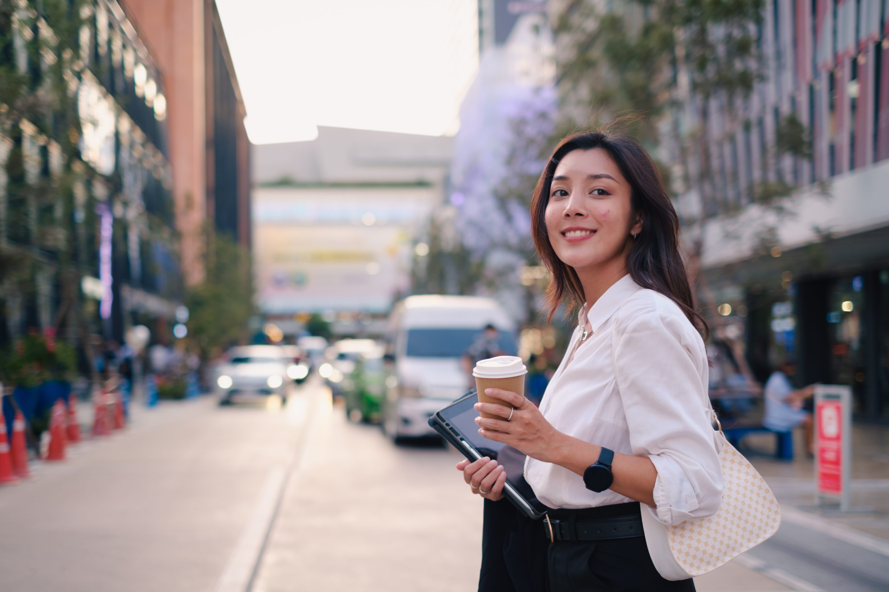 Young business woman on the way