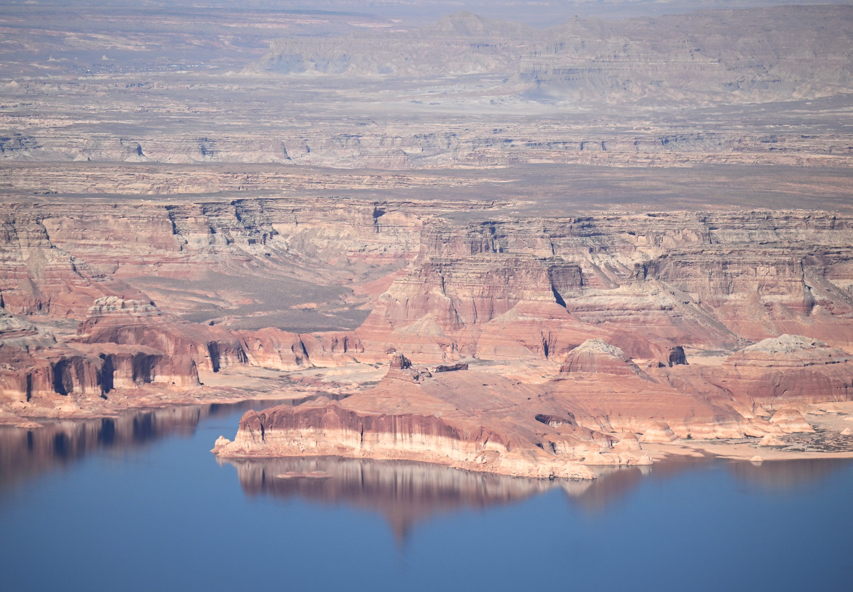 A bathtub ring seen above the waterline at Lake Powell on April 15, 2023. 
