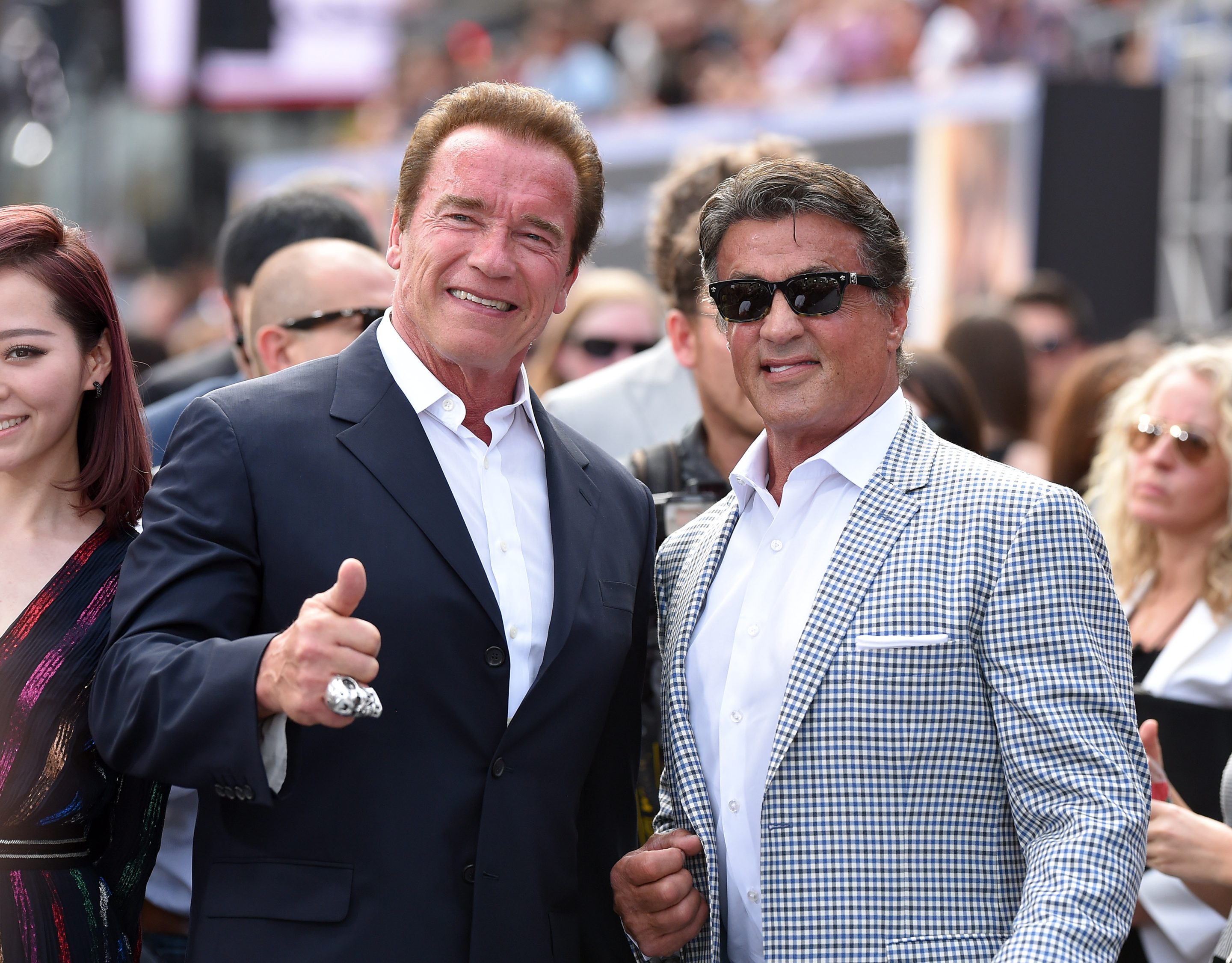 Arnold Schwarzenegger and Sylvester Stallone.