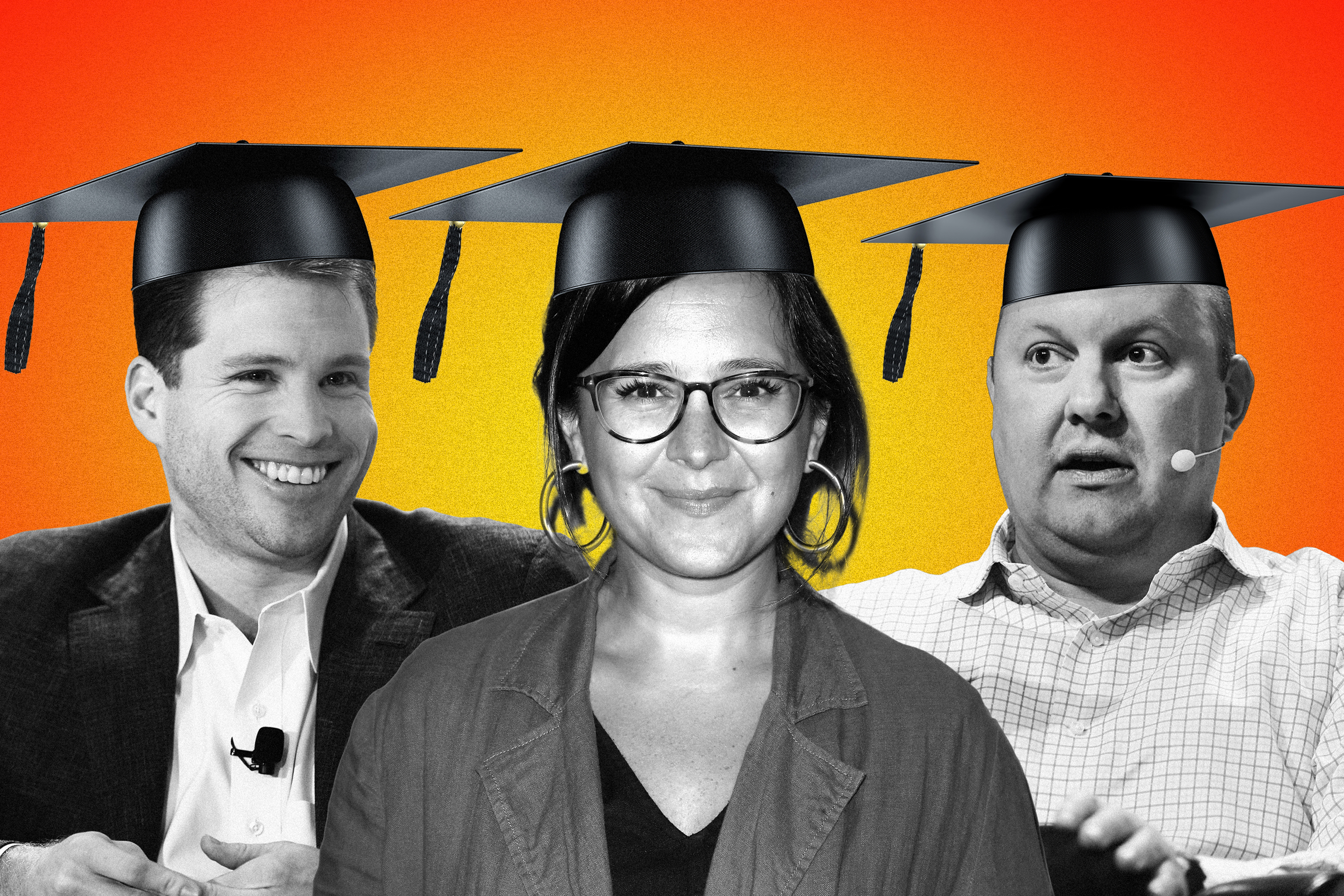 Venture capitalists Joe Lonsdale (left) and Marc Andreessen (right), and journalist Bari Weiss (center) will lecture at the University of Austin’s upcoming “Forbidden Courses” program.