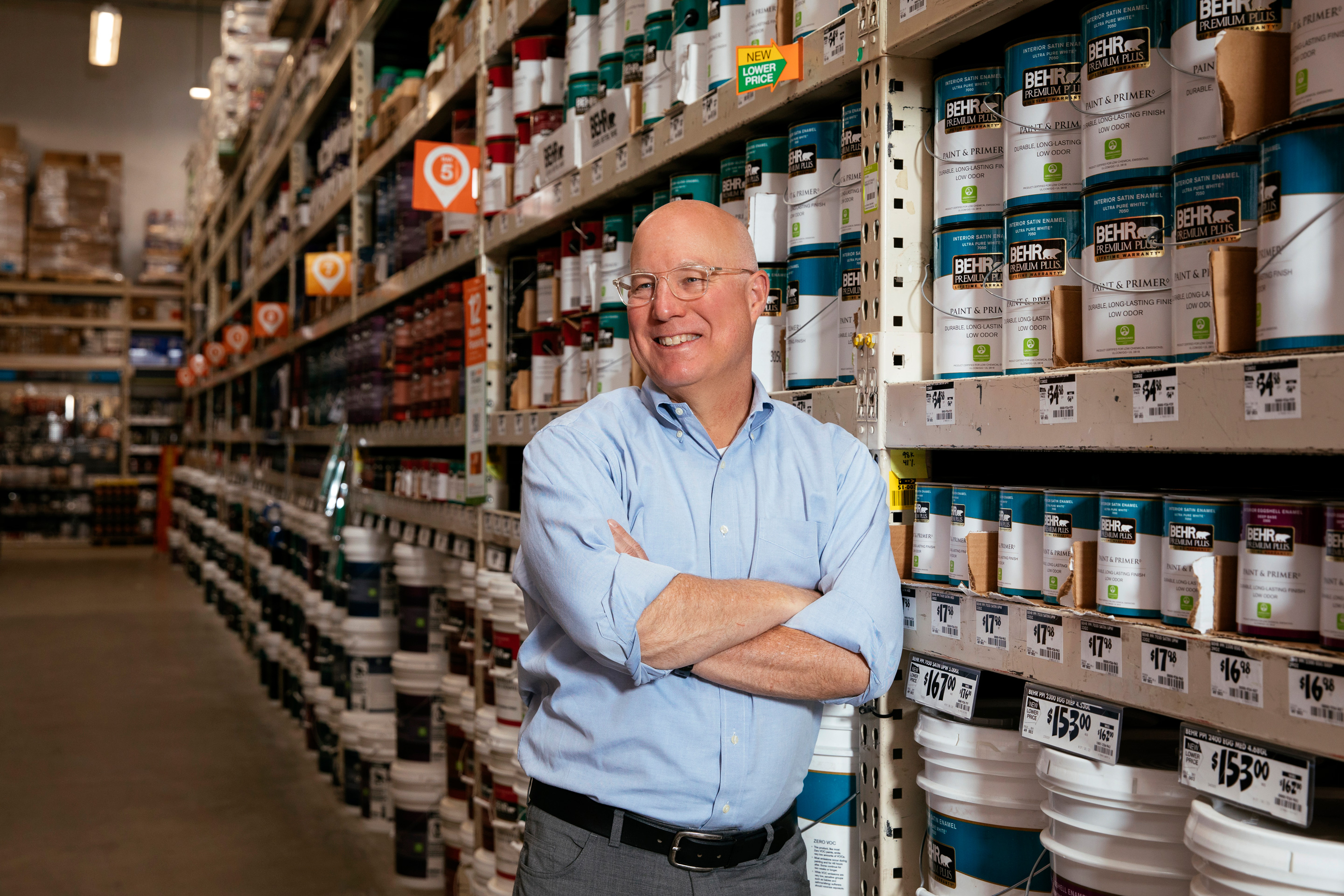Ted Decker, CEO of Home Depot, poses for a photo at a Home Depot store in Atlanta, Georgia, on May 30, 2023.