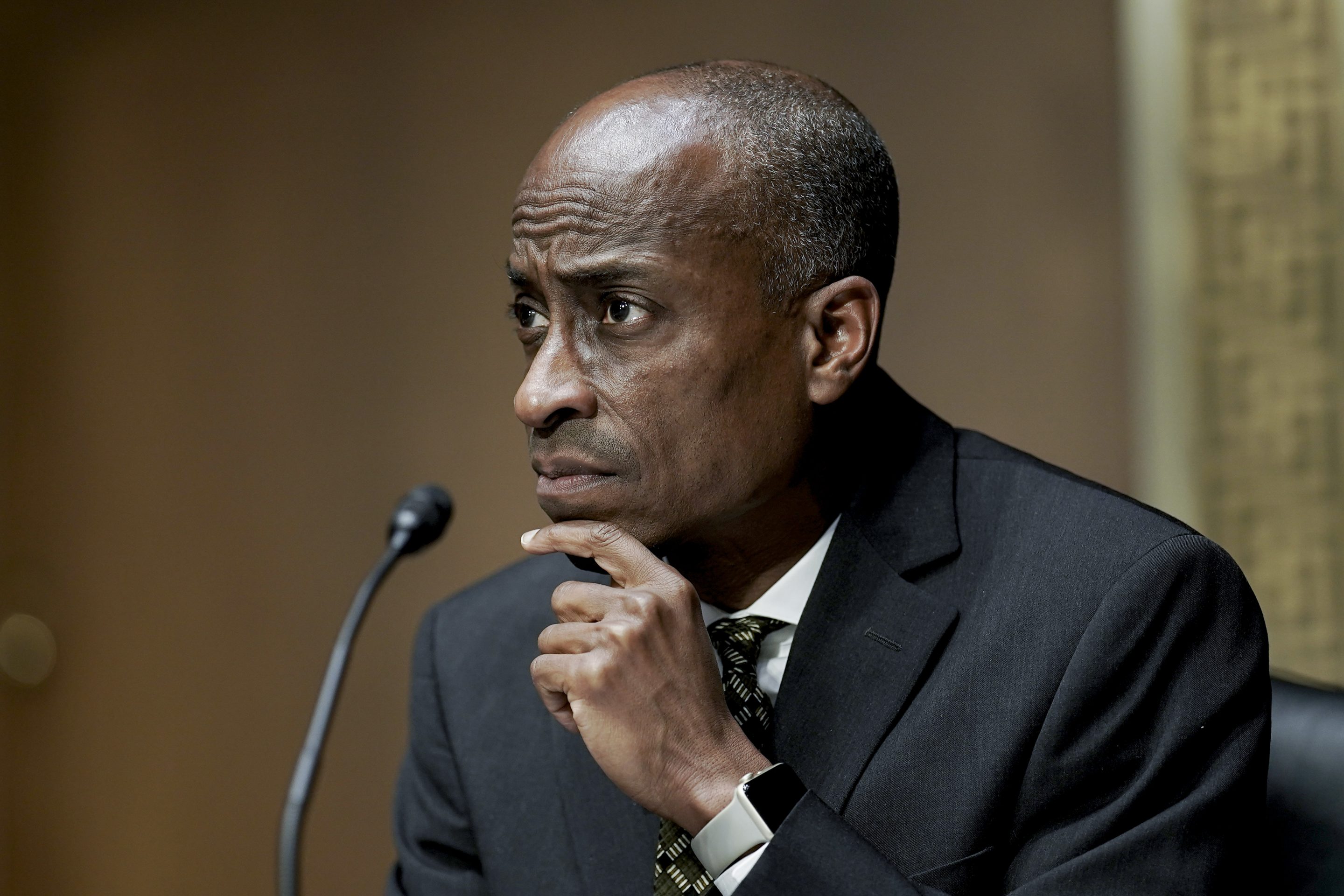 Philip Jefferson, then-nominee to be a member of the Federal Reserve Board of Governors, listens during a Senate Banking, Housing and Urban Affairs Committee confirmation hearing on Feb. 3, 2022, in Washington.