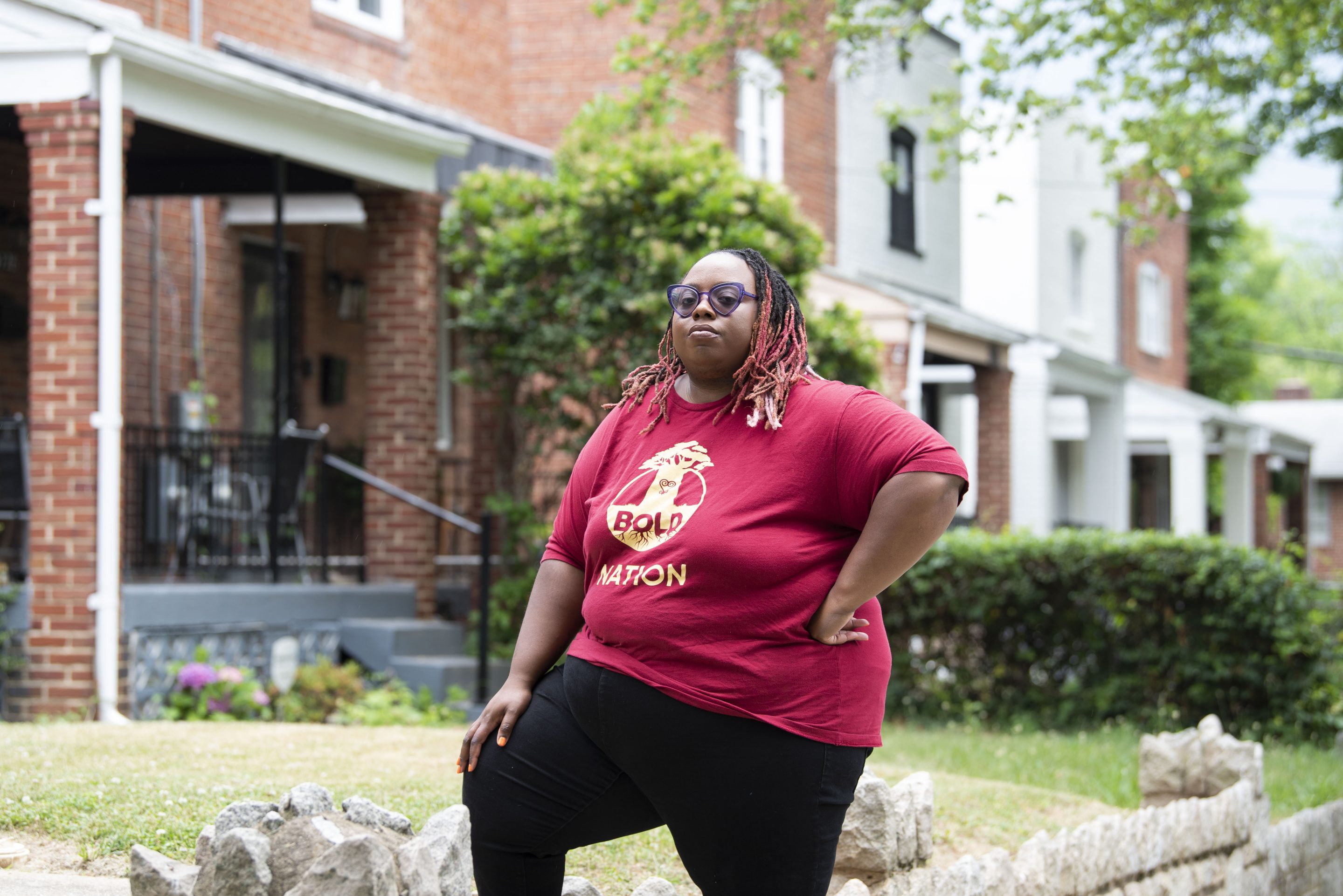 Makia Green stands outside her Washington home on June 12, 2023. As a Black student who was raised by a single mother, Green believes she benefited from a program that gave preference to students of color from economically disadvantaged backgrounds when she was admitted over a decade ago to the University of Rochester.