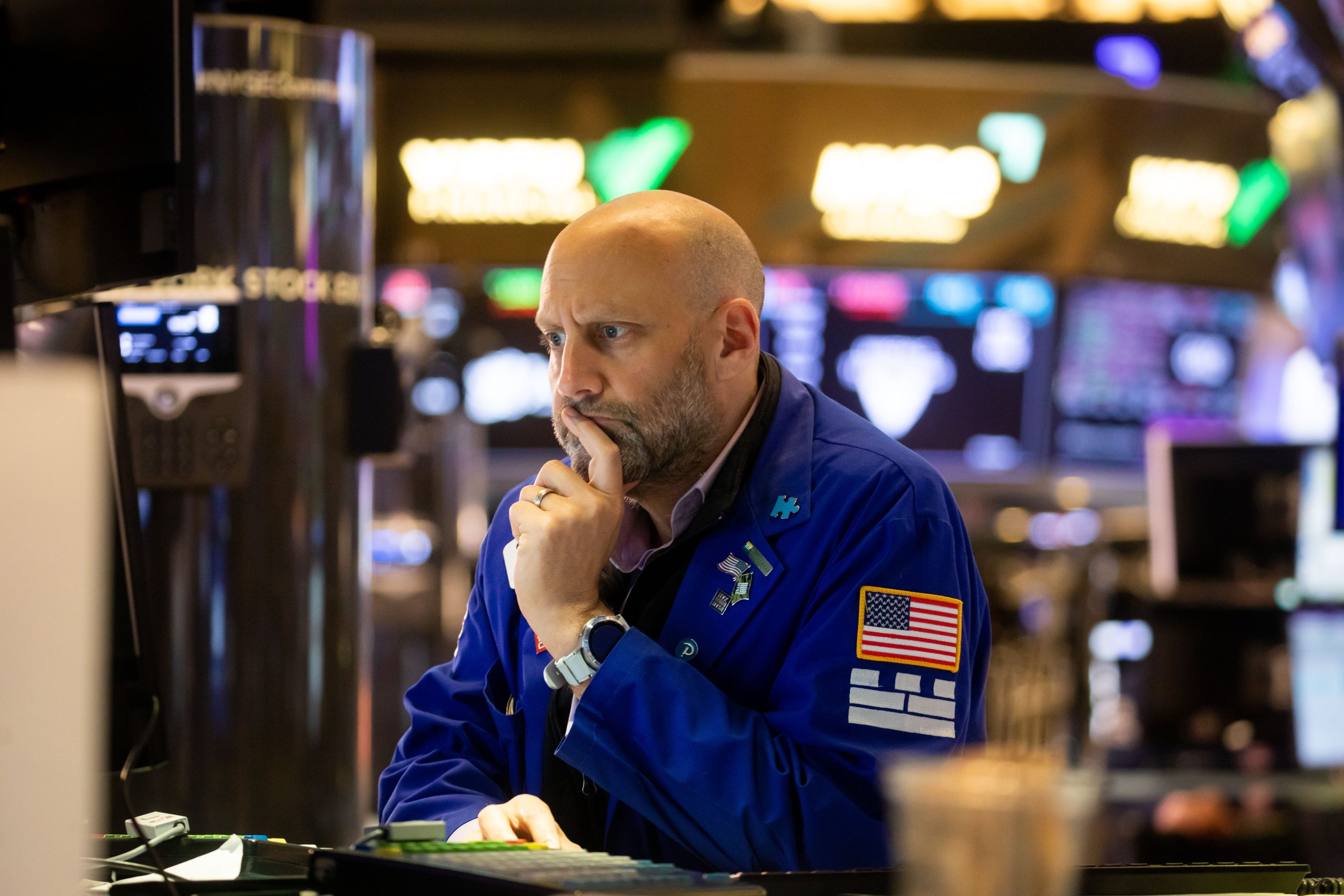 A trader on the floor of the New York Stock Exchange, May 24, 2023.