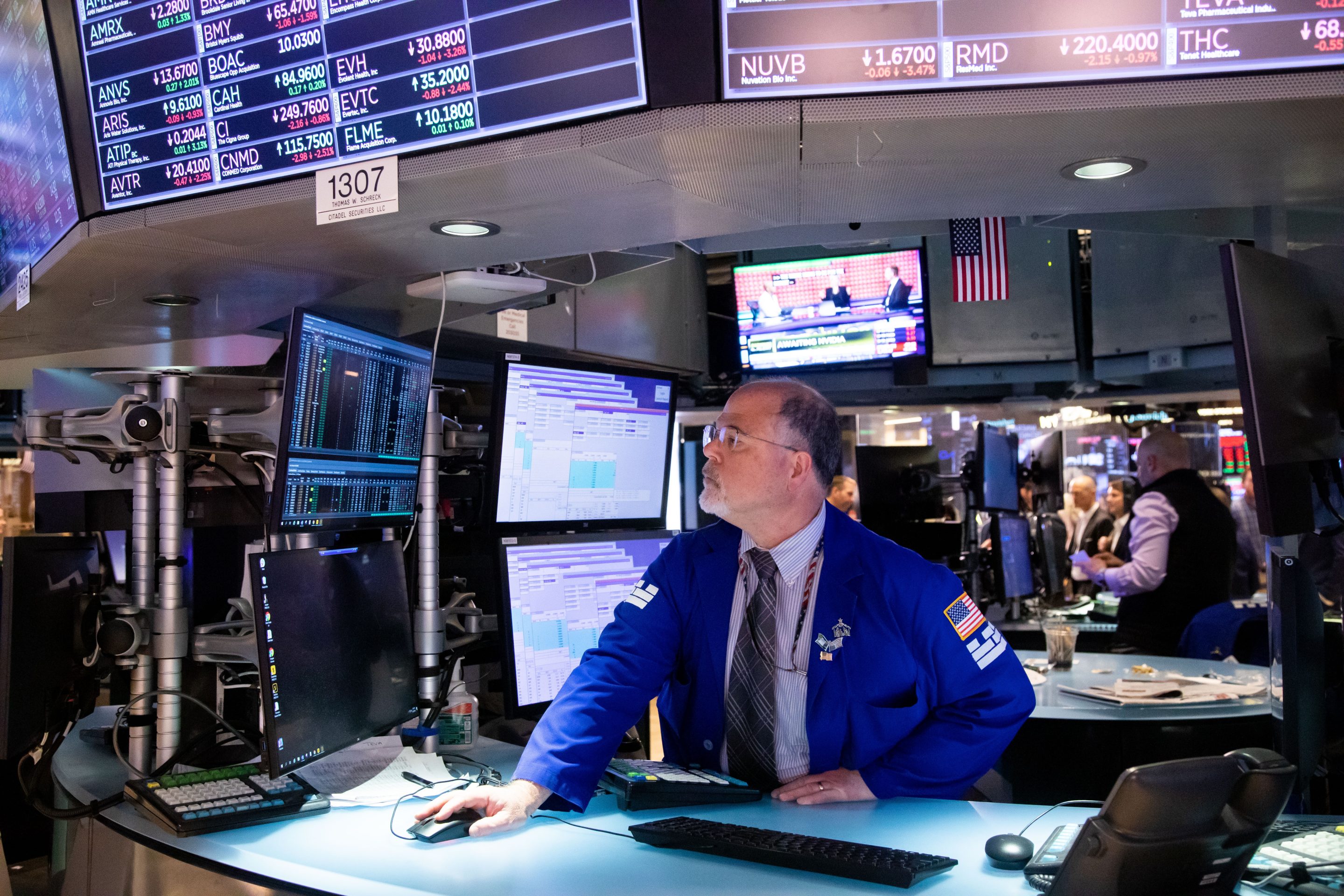 A trader on the floor of the New York Stock Exchange, May 24, 2023.