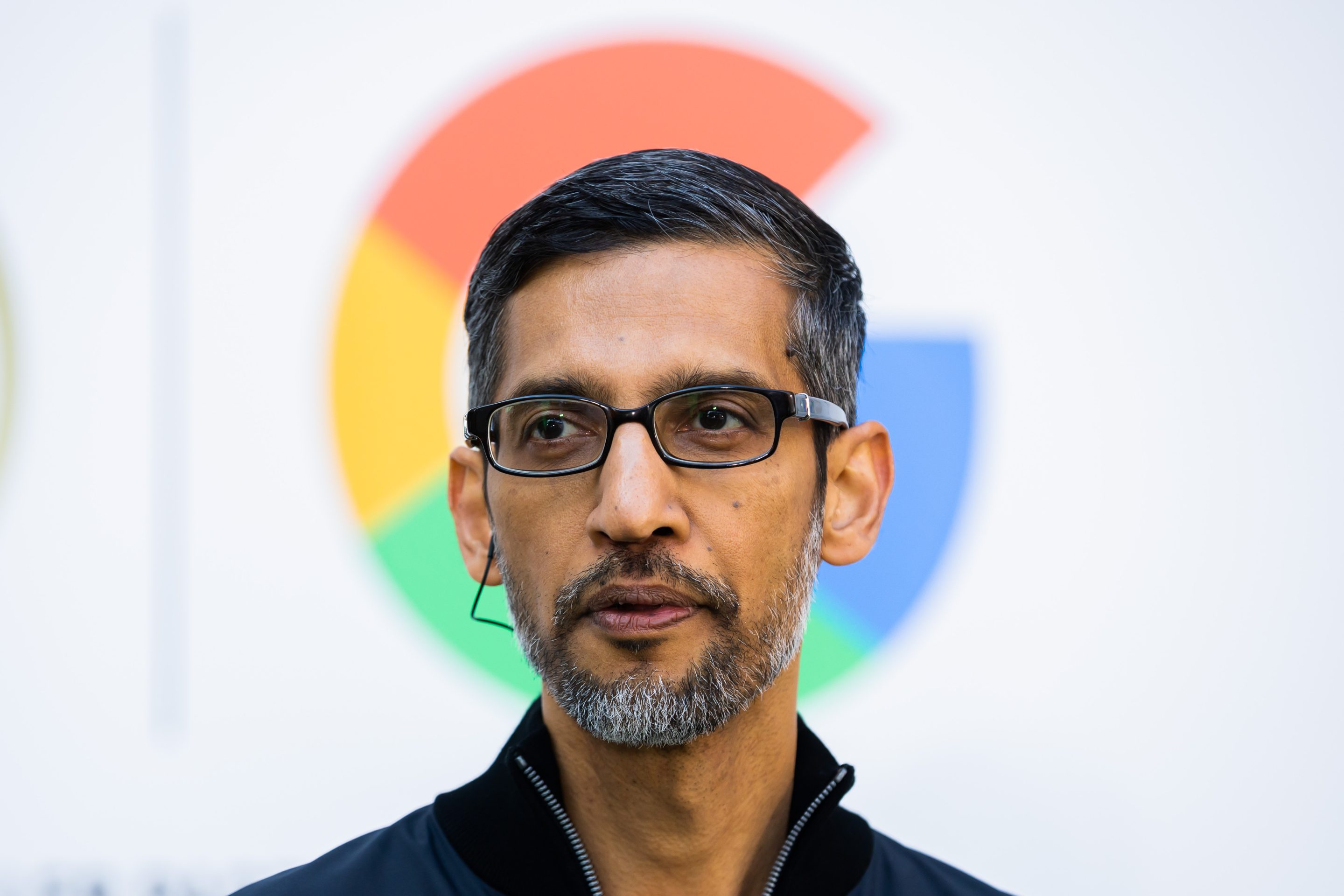 Sundar Pichai, CEO of Google and Alphabet, attends a press event to announce Google as the new official partner of the Women's National Team at Google Berlin.