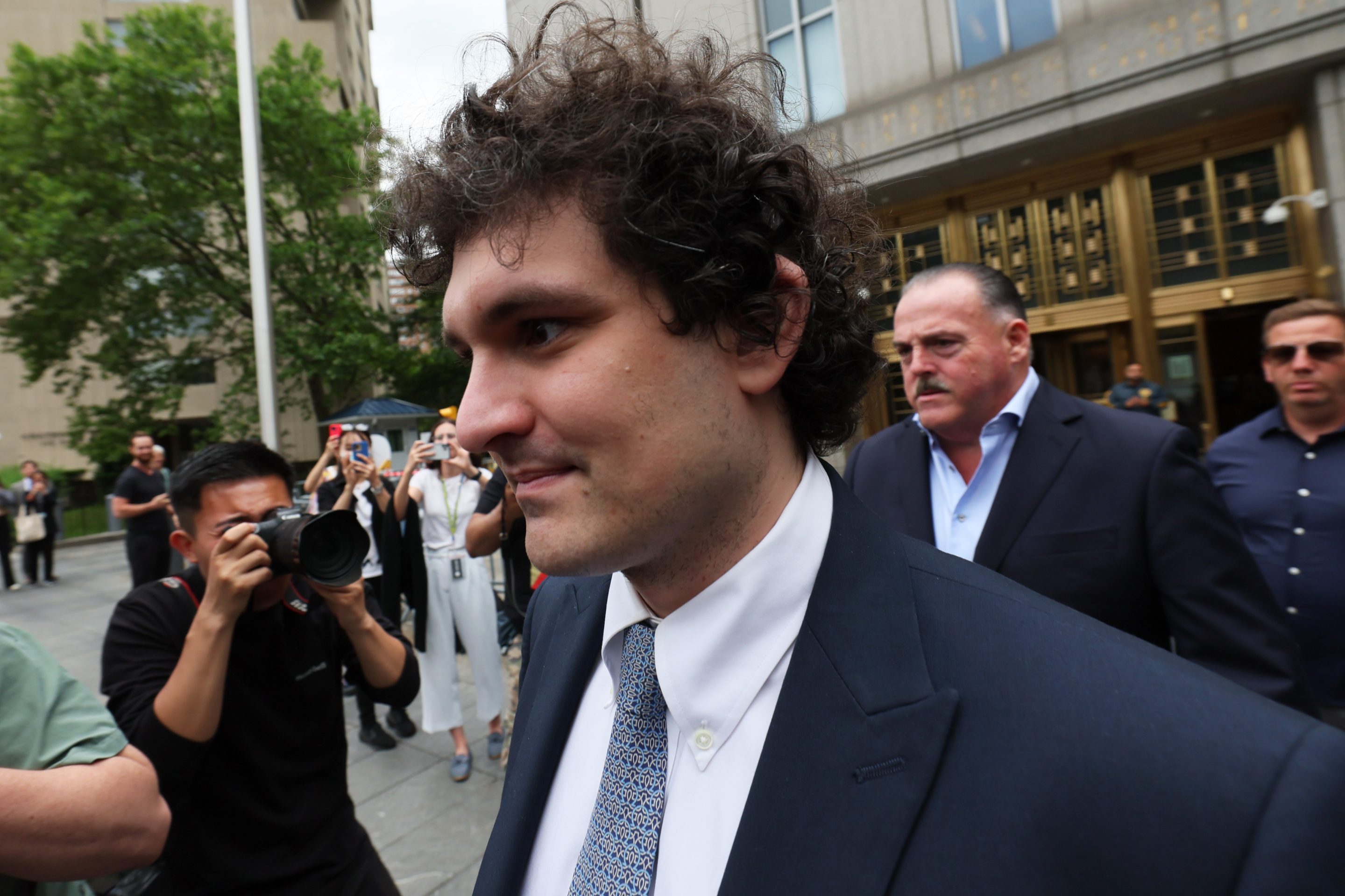 FTX co-founder Sam Bankman-Fried leaves Manhattan Federal Court after a court appearance on June 15 in New York City.