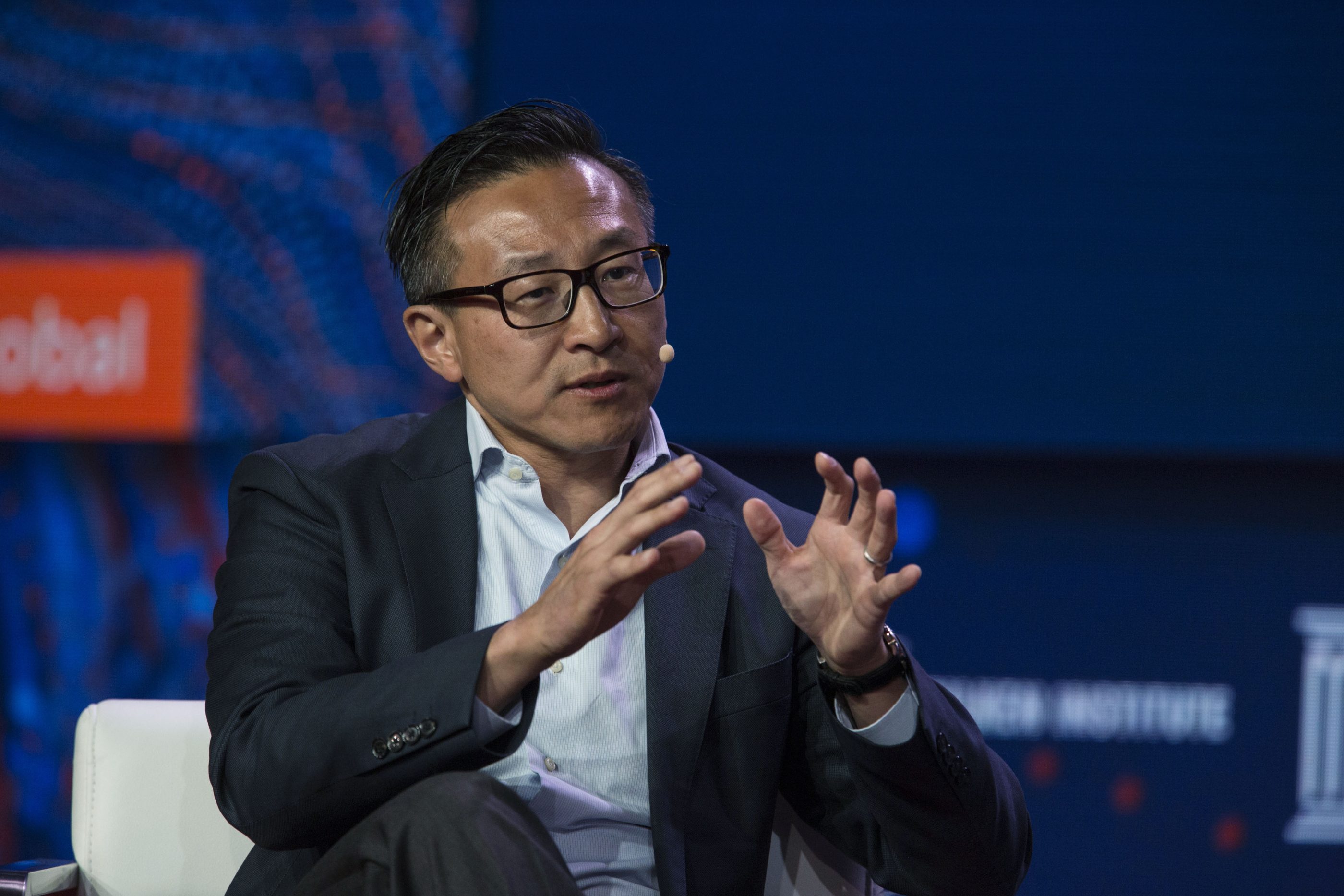 Alibaba's Joseph Tsai speaks during the Milken Institute Global Conference in Beverly Hills, Calif., on April 30, 2018.