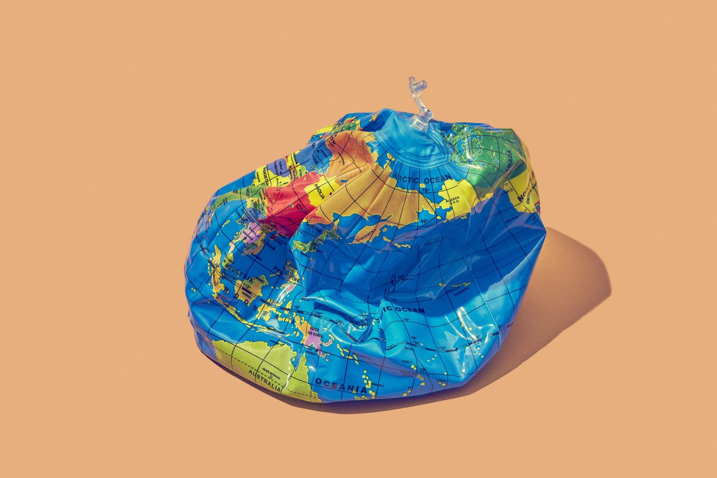 An image of a deflated globe.