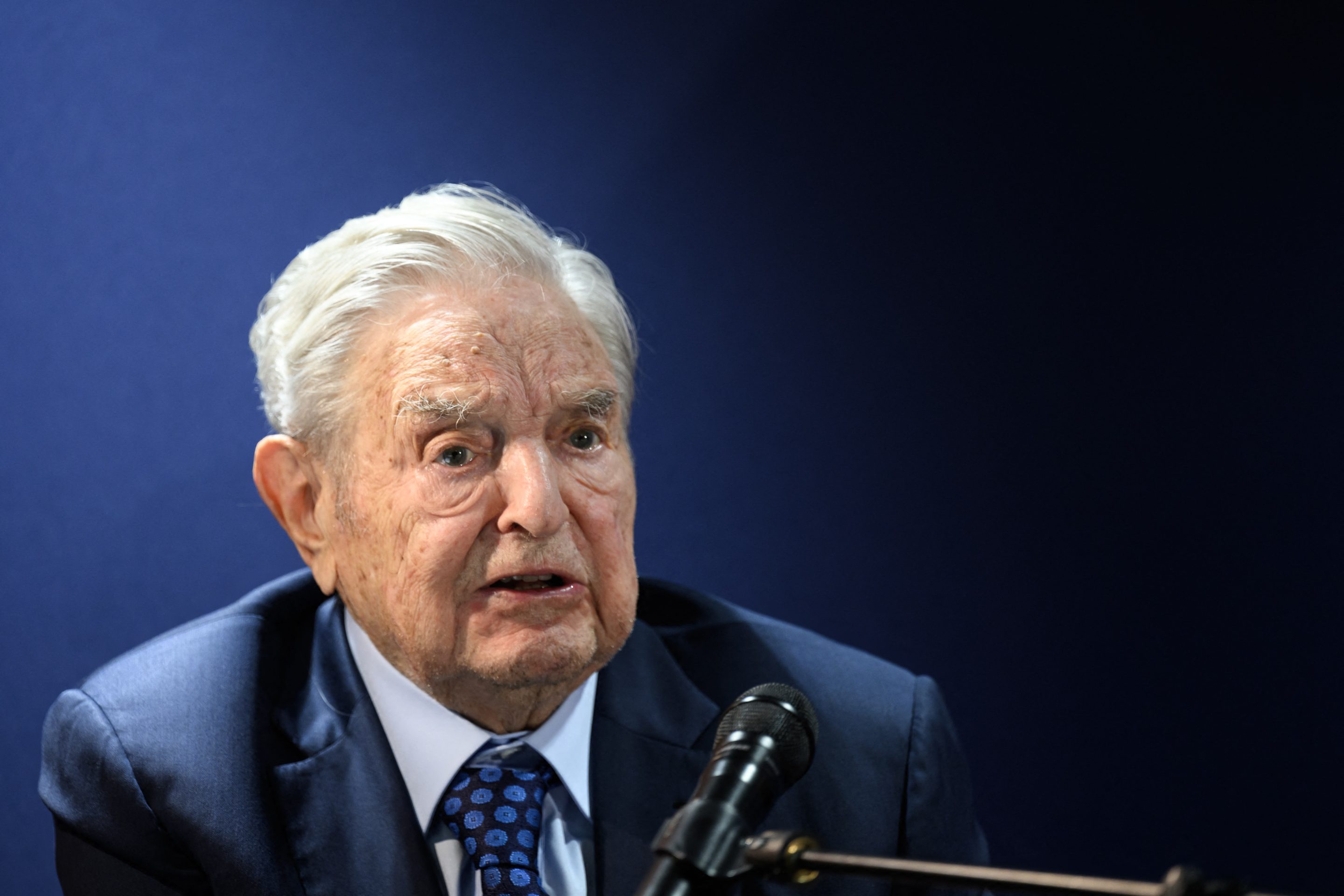 George Soros answers questions at the World Economic Forum in Davos, May 24, 2022.