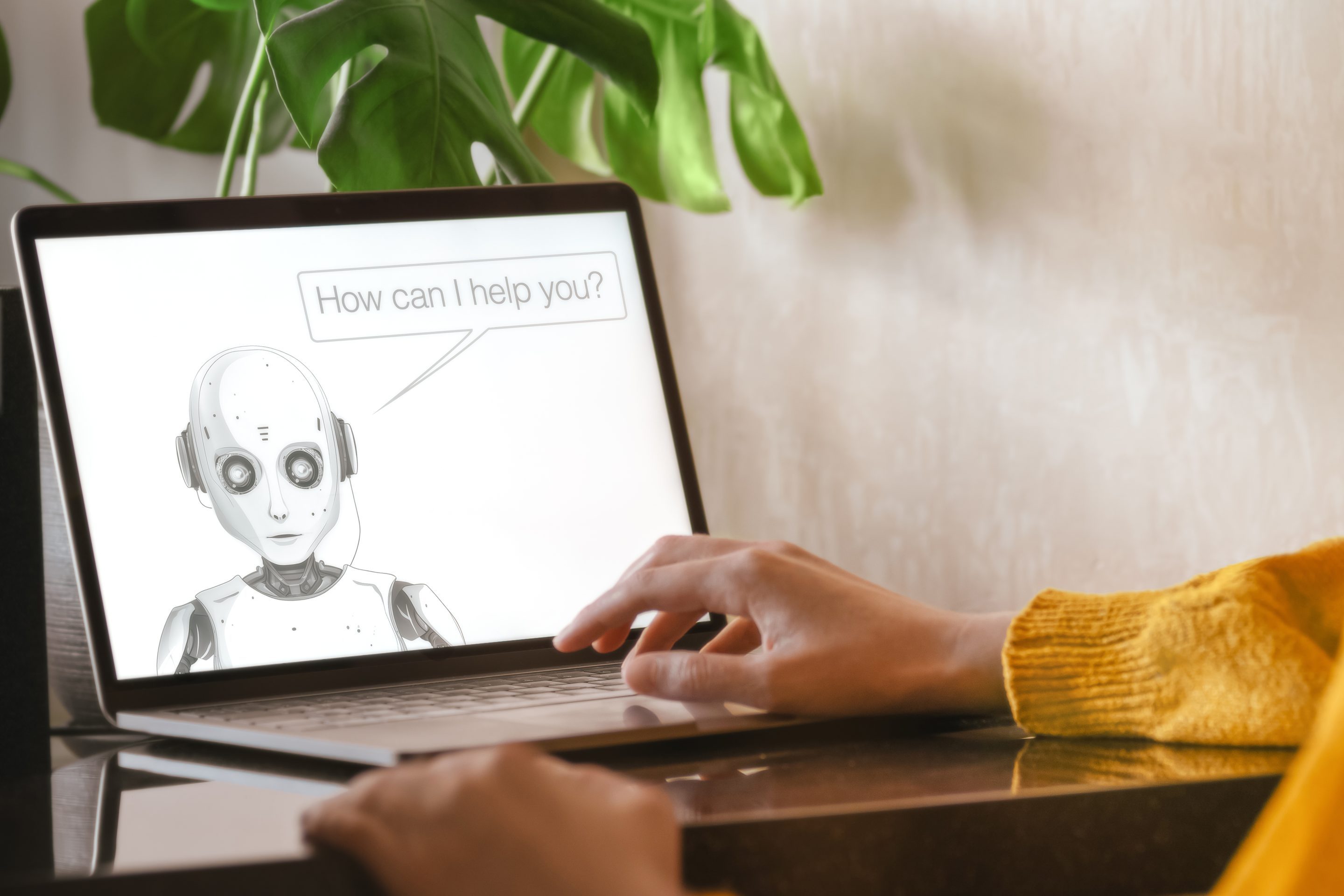 Robot chatbot on computer