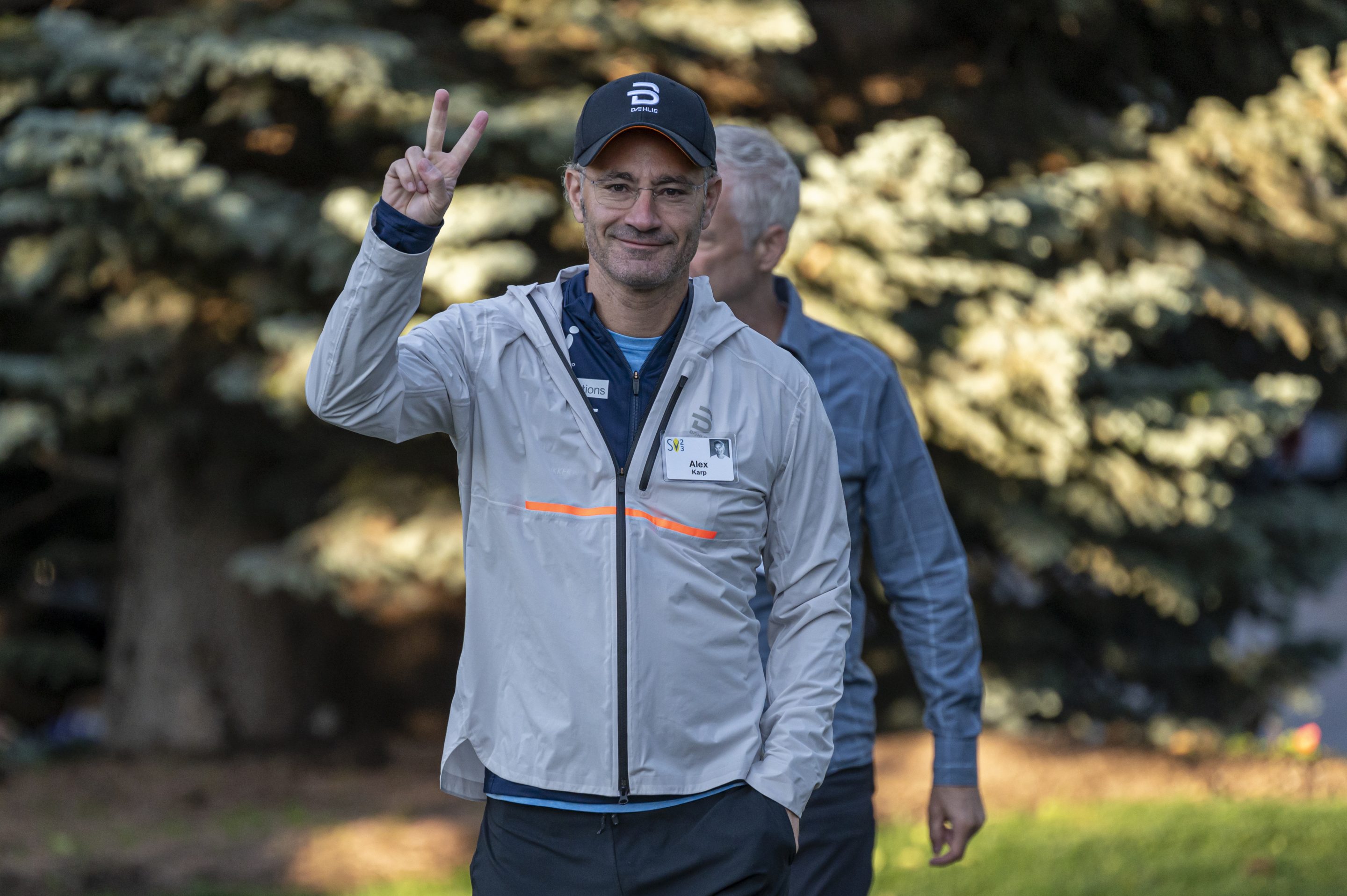 Alex Karp, chief executive officer of Palantir Technologies Inc., walks to the morning session during the Allen & Co. Media and Technology Conference in Sun Valley, Idaho, US, on Thursday, July 13, 2023.