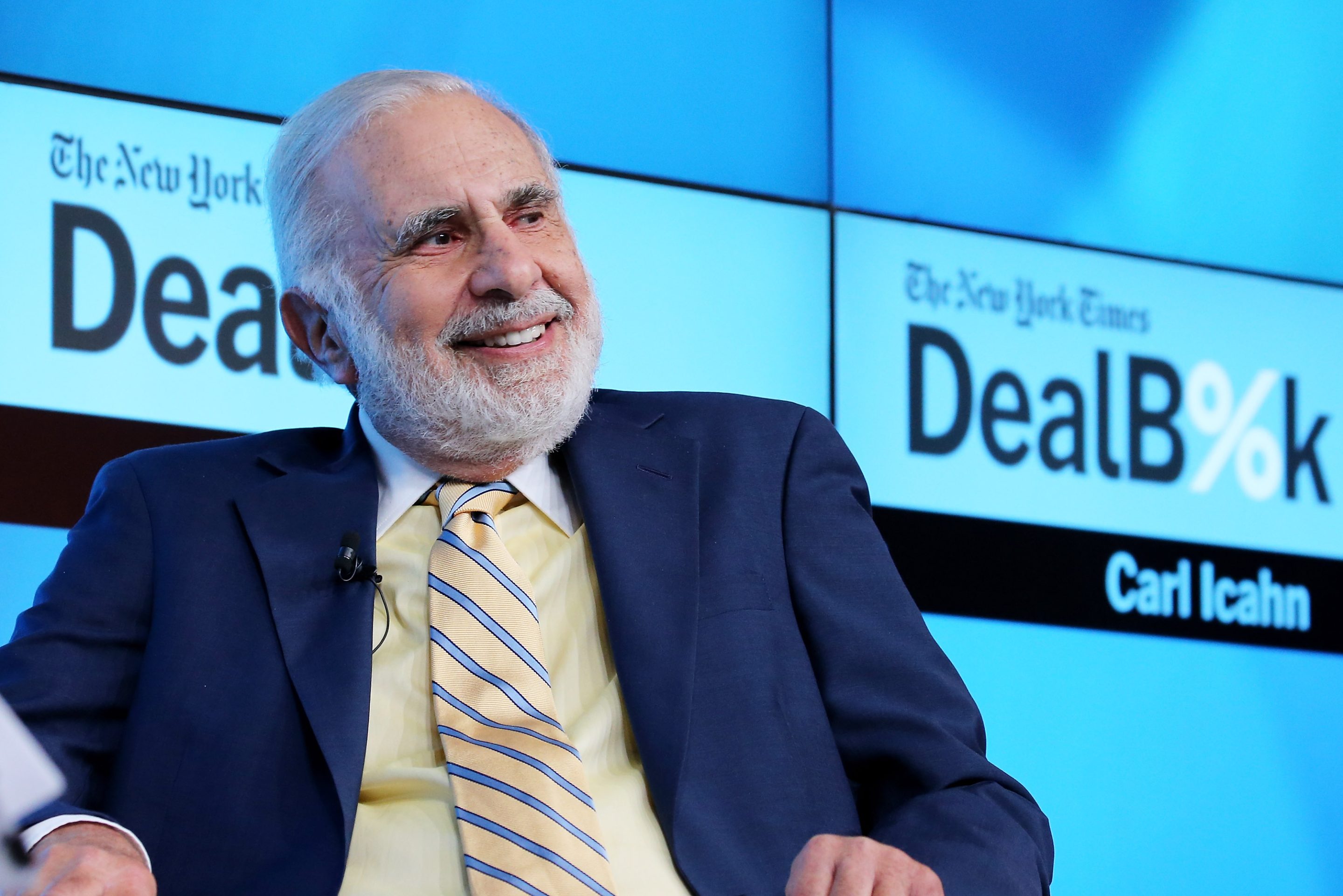 Chairman of Icahn Enterprises Carl Icahn participates in a panel discussion at the New York Times 2015 DealBook Conference at the Whitney Museum of American Art on November 3, 2015 in New York City.
