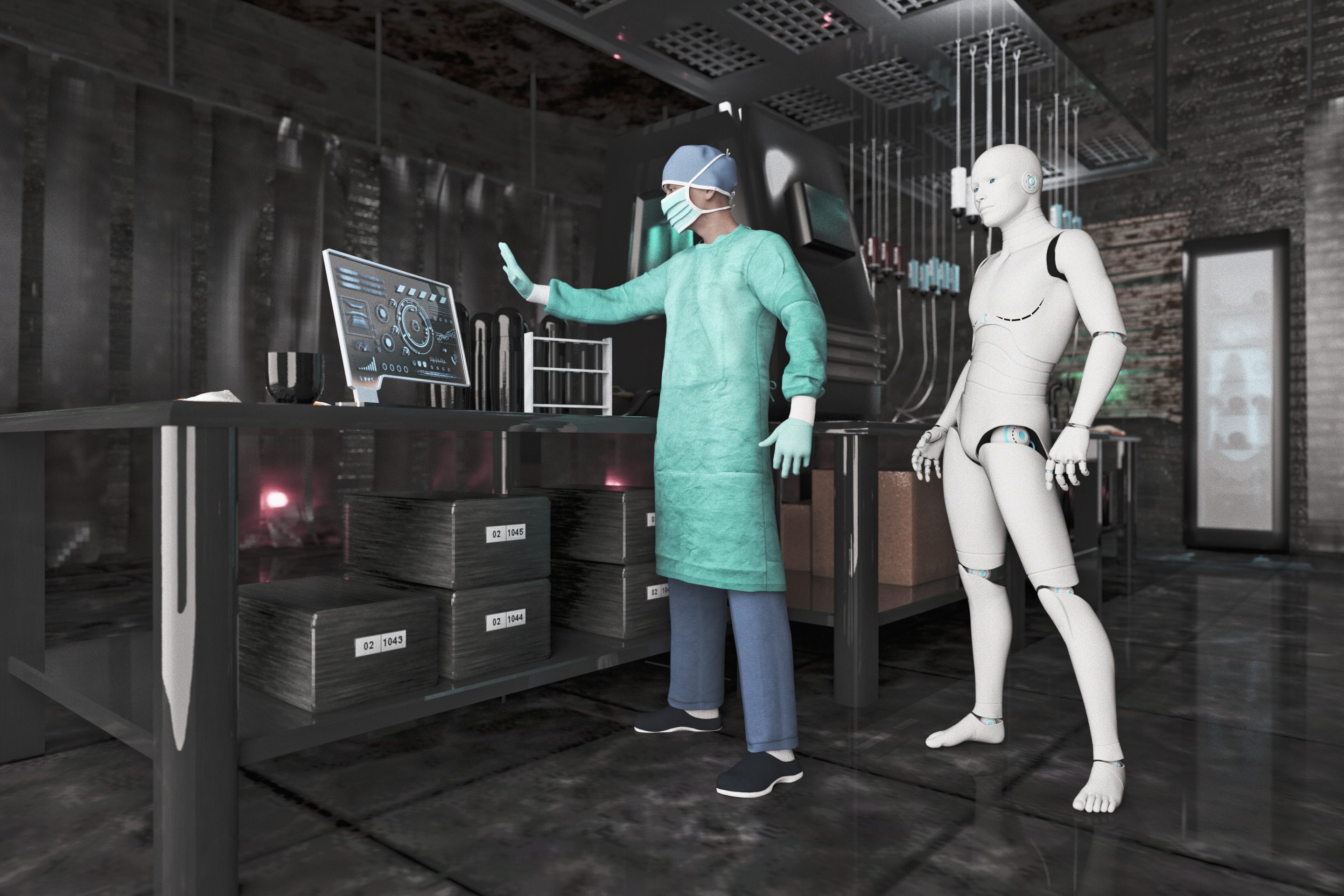 Doctor with robot