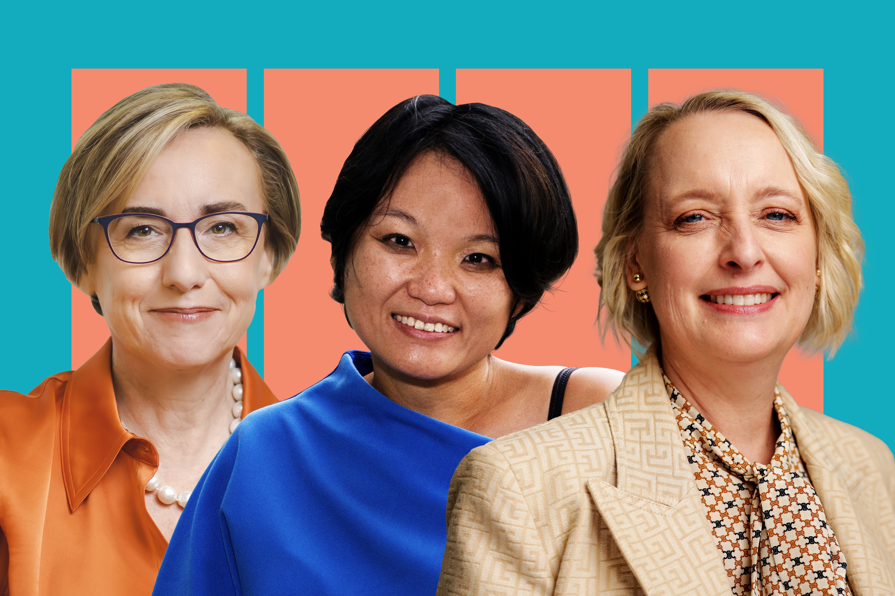 Margherita Della Valle of Vodafone Group, Jessica Tan of Ping An, and Julie Sweet of Accenture.