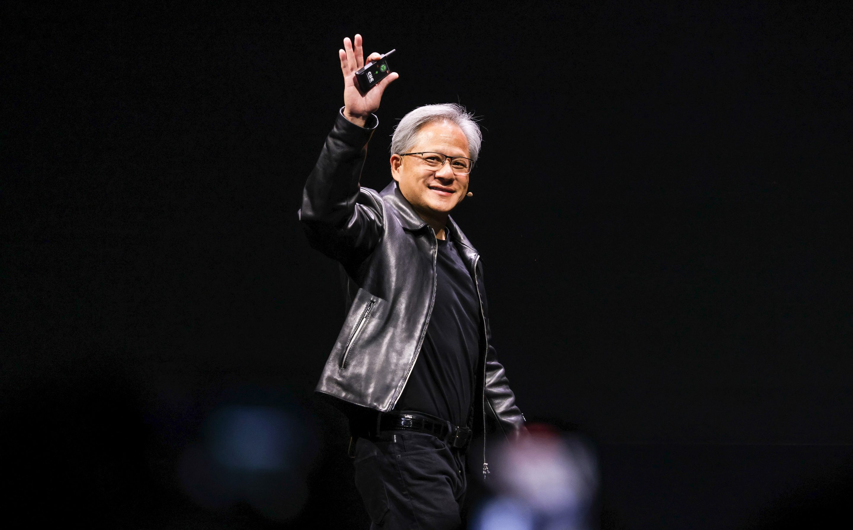 Jensen Huang, co-founder and chief executive officer of Nvidia Corp., speaks during the Taipei Computex expo in Taipei, Taiwan, on Monday, May 29, 2023.