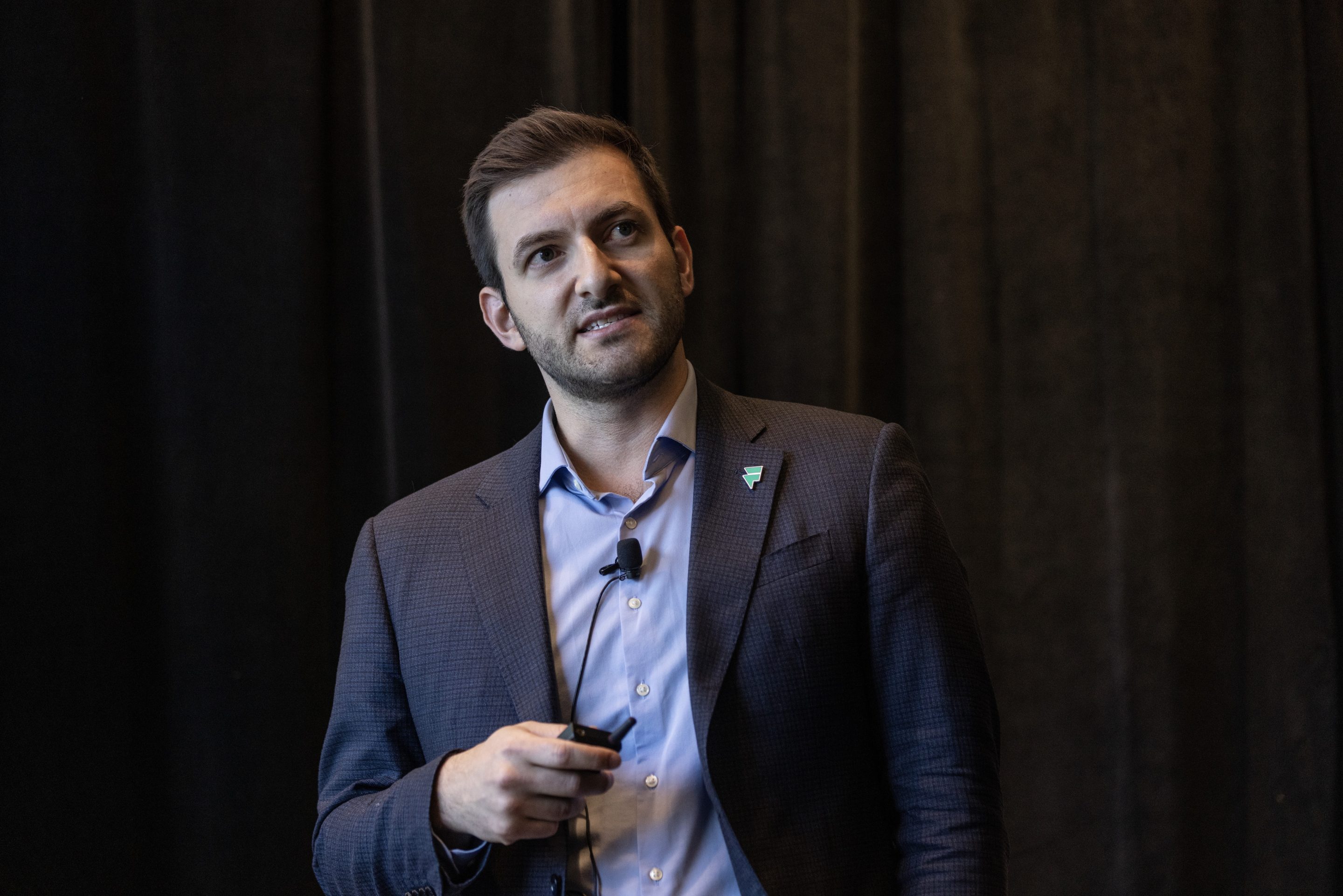 Arcady Sosinov, CEO of FreeWire Technologies, speaking at a conference in June 2023
