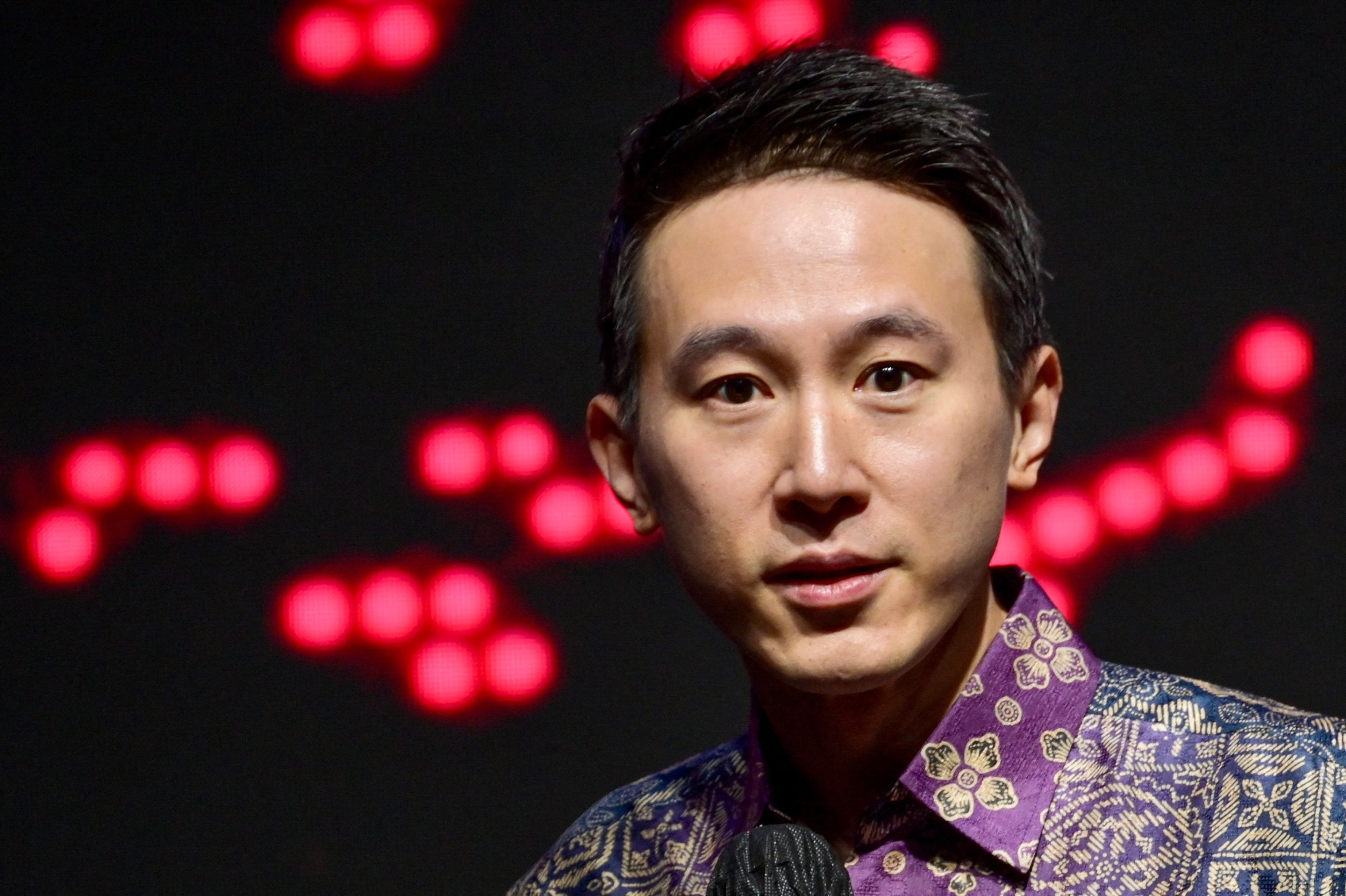 TikTok CEO Shou Zi Chew delivers his opening speech during the TikTok Southeast Asia Impact Forum 2023 in Jakarta