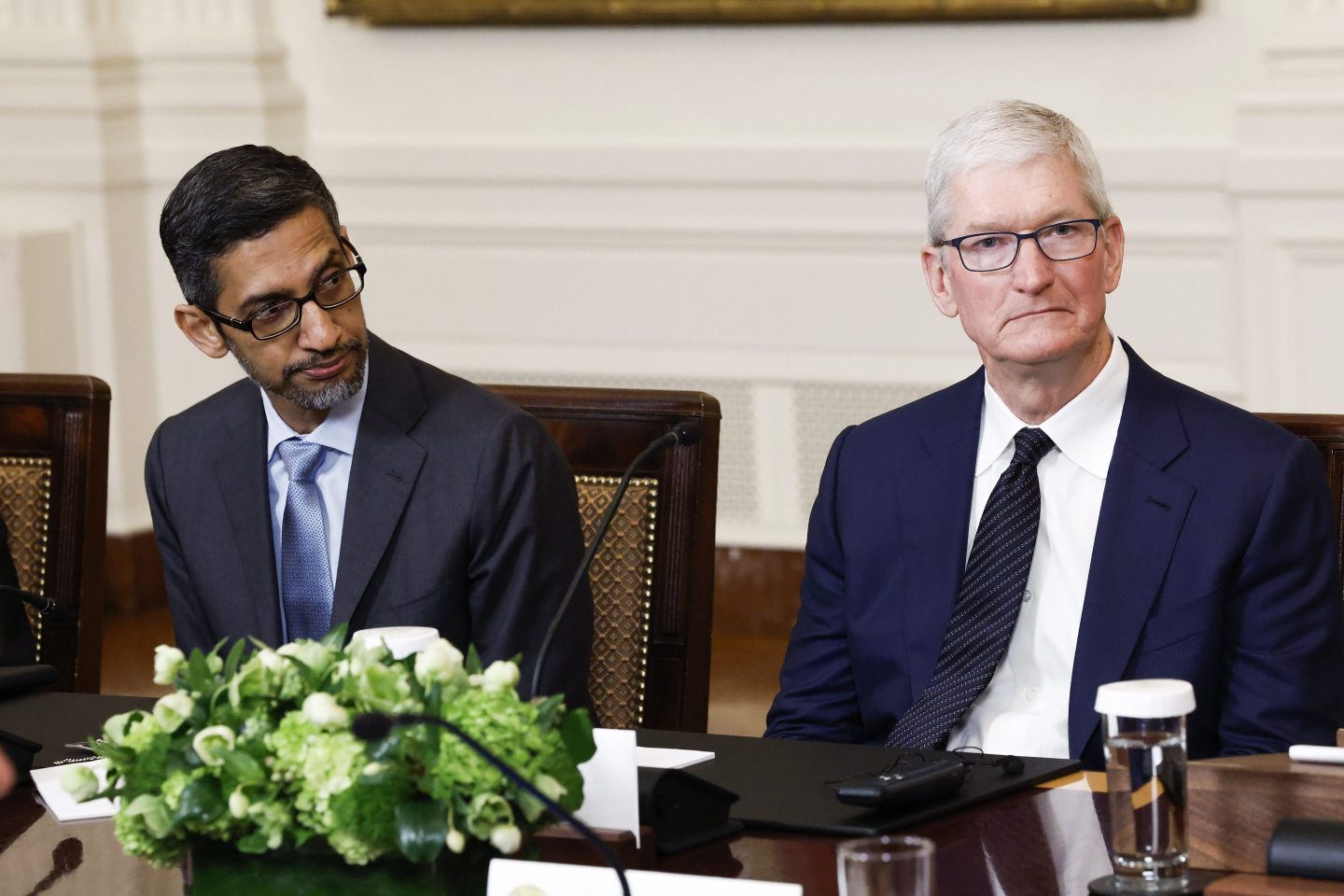 Alphabet CEO Sundar Pichai and Apple CEO Tim Cook
