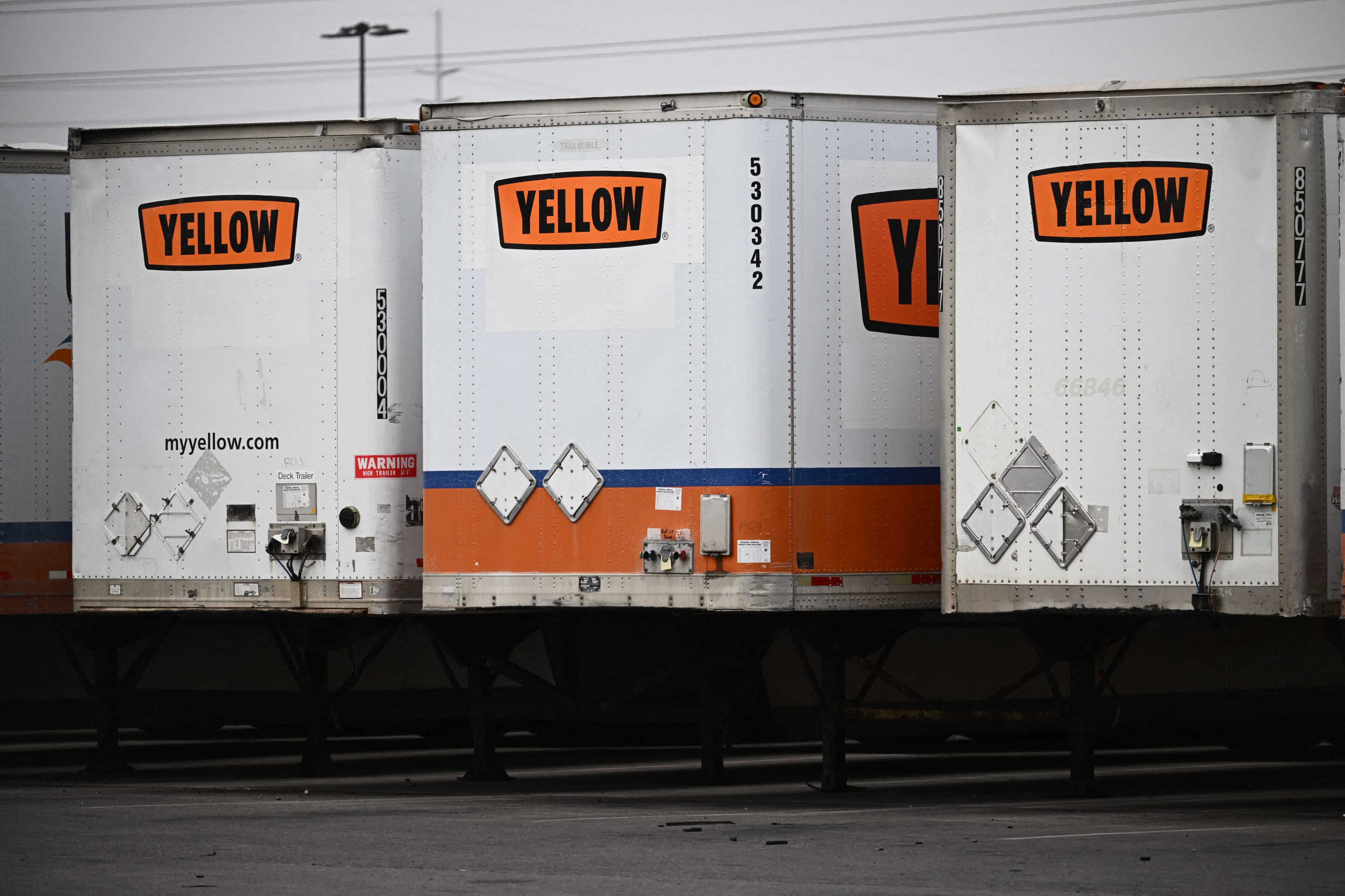 Trailers sitting in a Yellow Corp. facility lot in July.