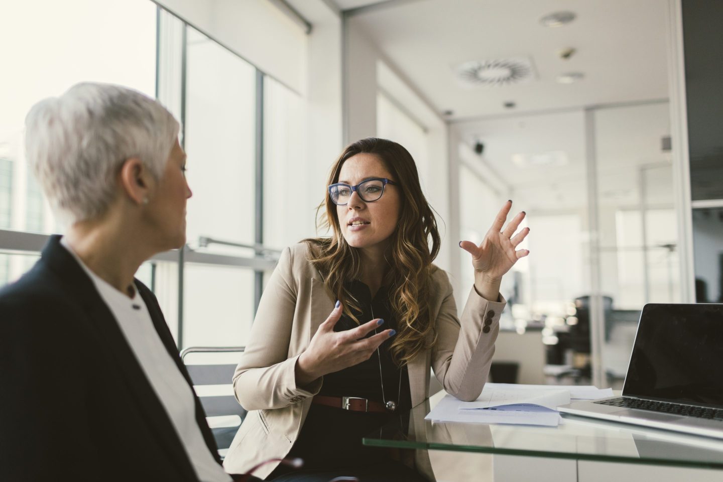 businesswomen in conversation