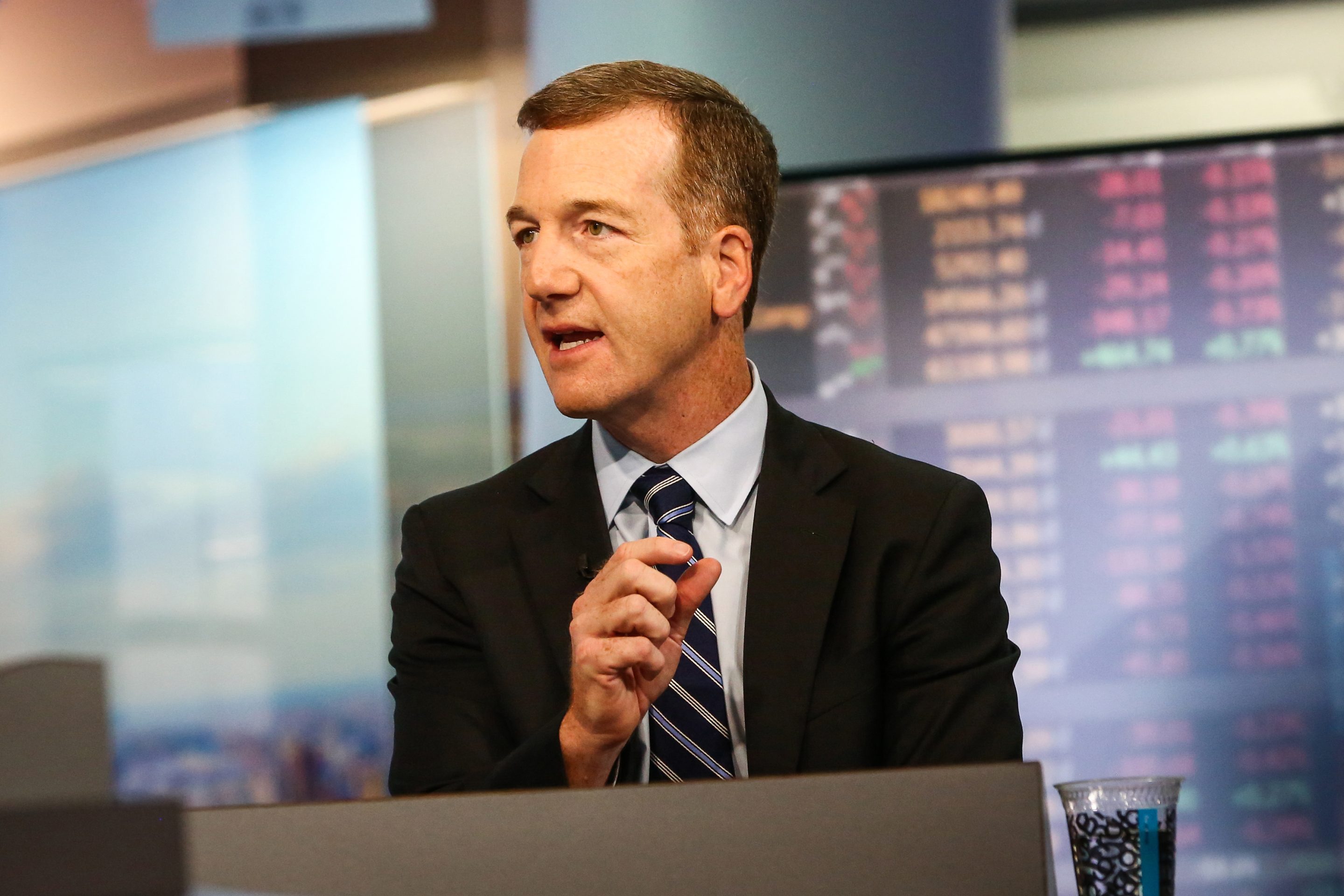 Mike Wilson, Chief Investment Officer and Chief U.S. Equity Strategist at Morgan Stanley, speaks during a Bloomberg Television interview in New York, U.S., on Tuesday, Aug. 22, 2017.