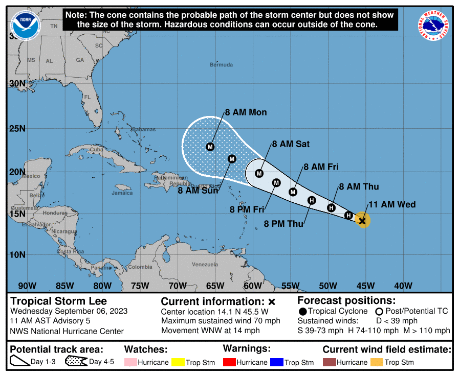 Tropical Storm Lee will become an "extremely dangerous major hurricane" within days.