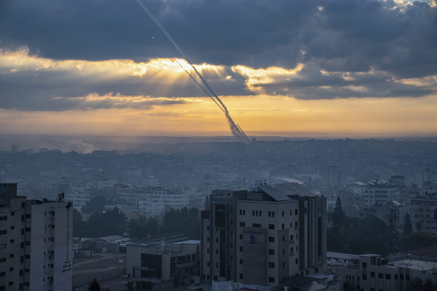 Rockets firing from the Gaza Strip.