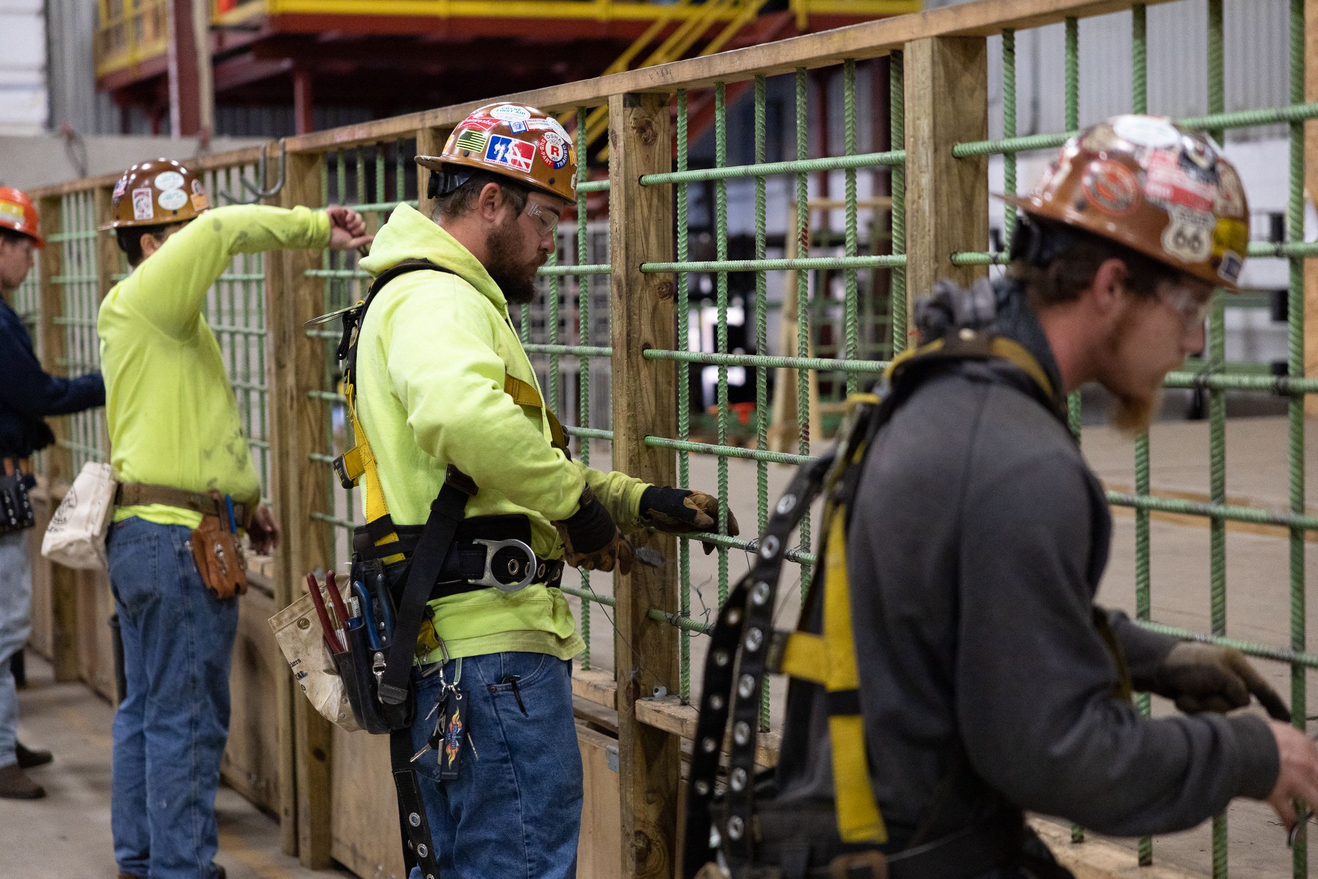 Students do steel work at Ironworkers Local 29 during an apprenticeship in Dayton, Ohio, on October 24, 2022.