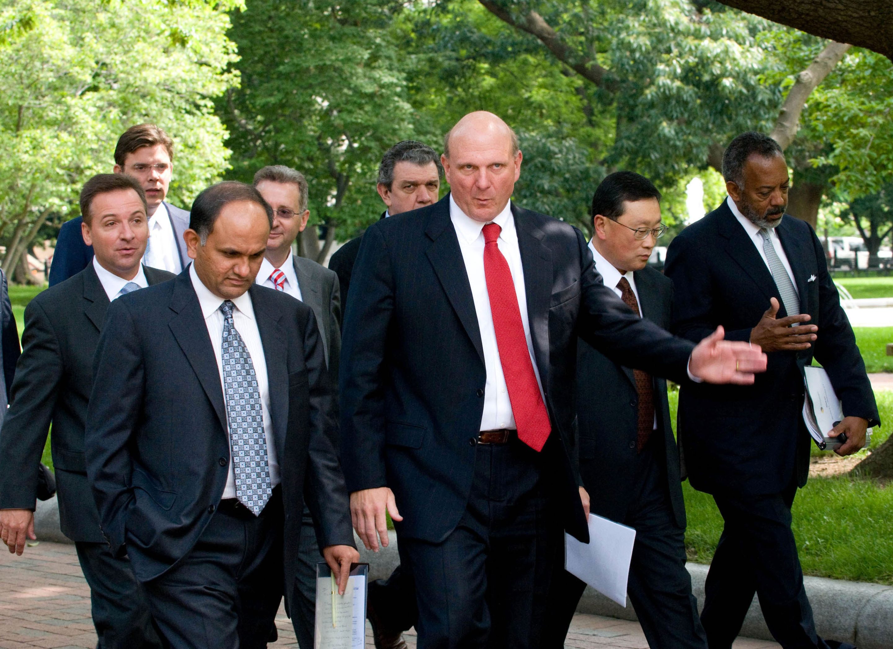 Steve Ballmer, CEO of Microsoft Corp., with other CEOs.