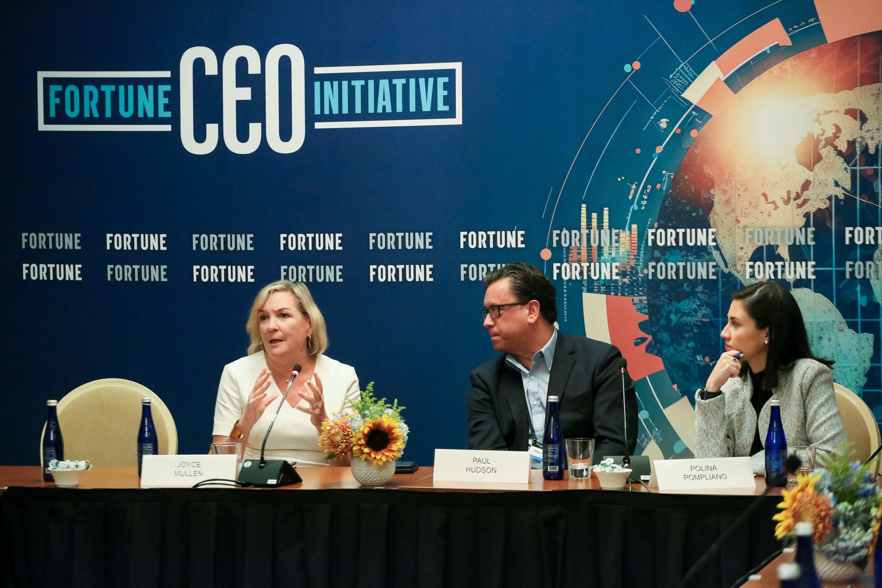 Joyce Mullen, CEO of Insight, and Paul Hudson, CEO of Sanofi.
