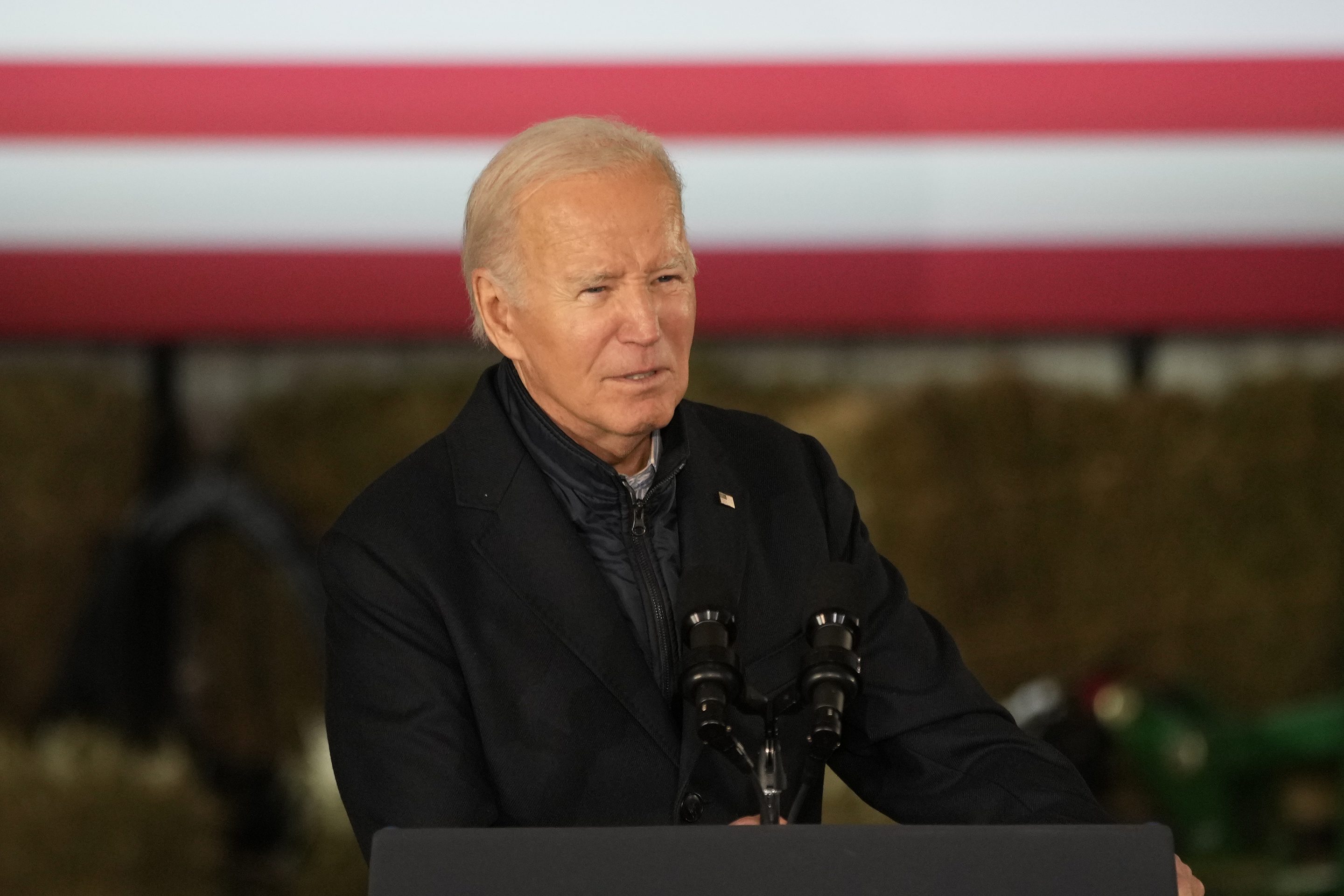 President Joe Biden speaks at Dutch Creek Farms, on Nov. 1, 2023, in Northfield, Minn.