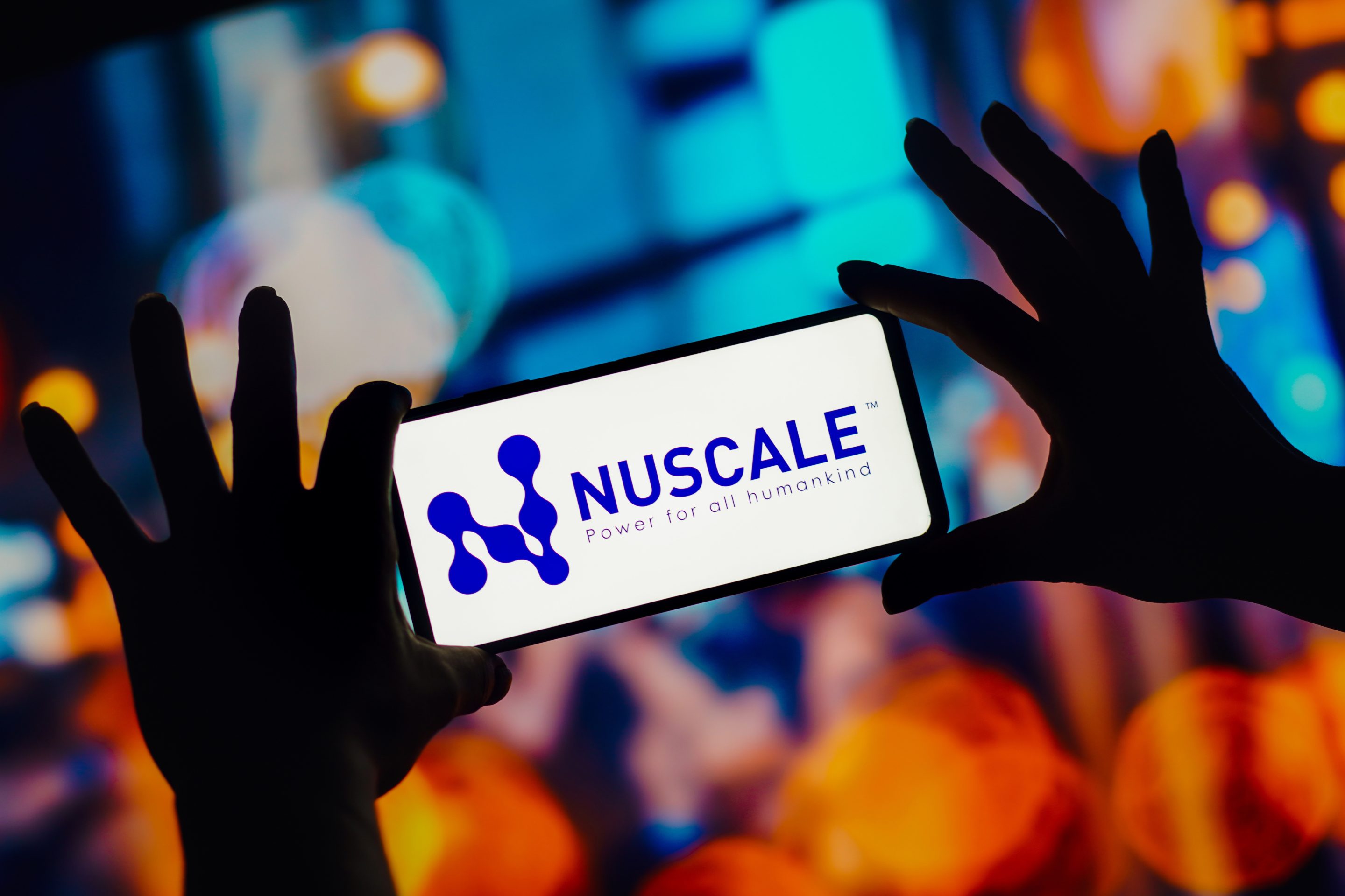 In this photo illustration, the NuScale Power logo is seen displayed on a smartphone.