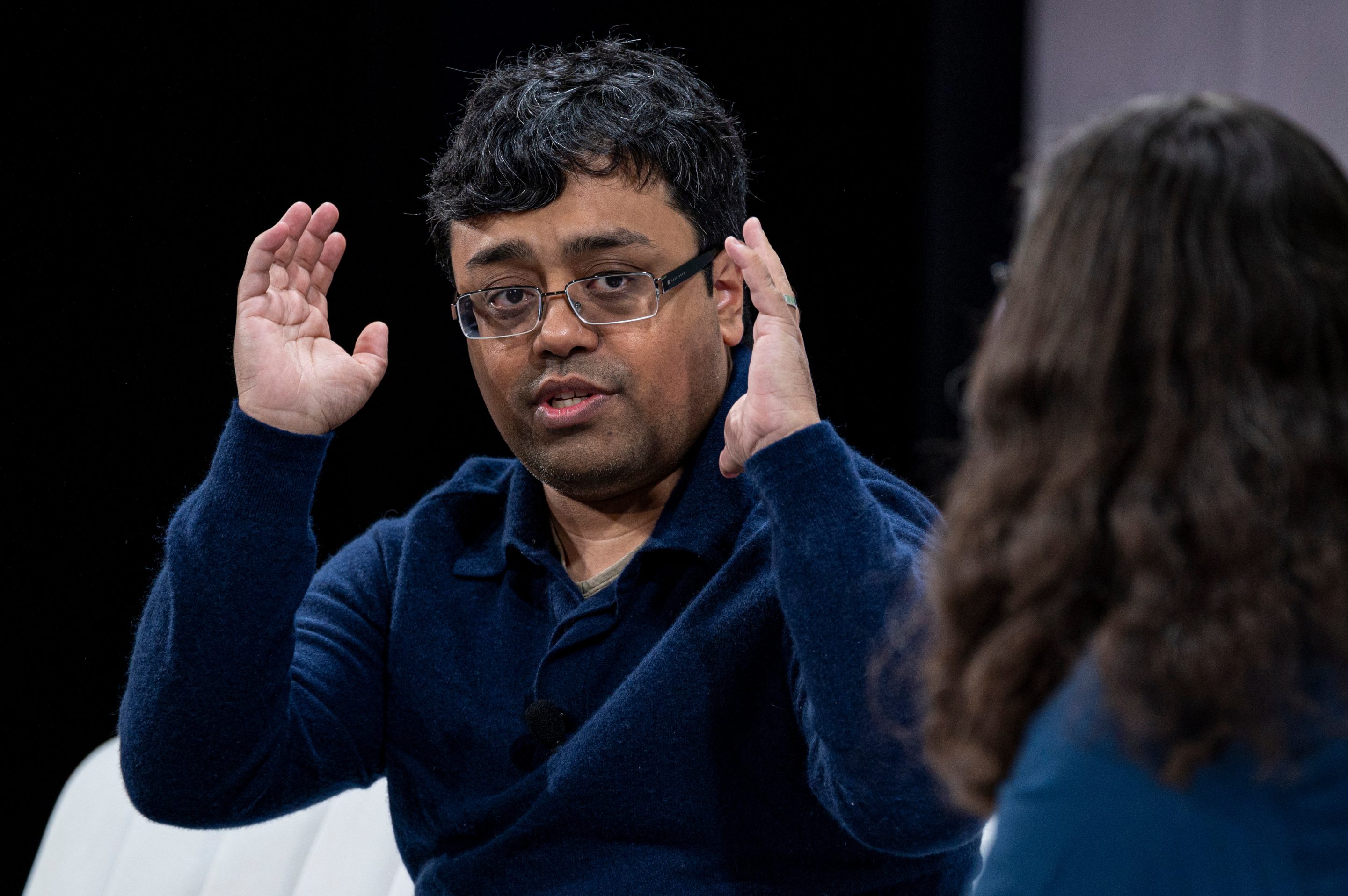 Emad Mostaque, founder and CEO of Stability AI, speaks during the Bloomberg Technology Summit in June.
