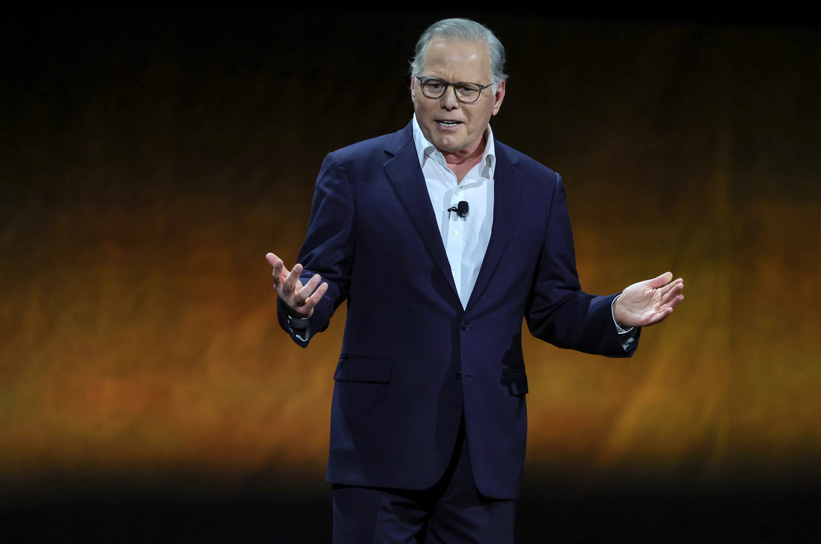 David Zaslav giving a presentation.