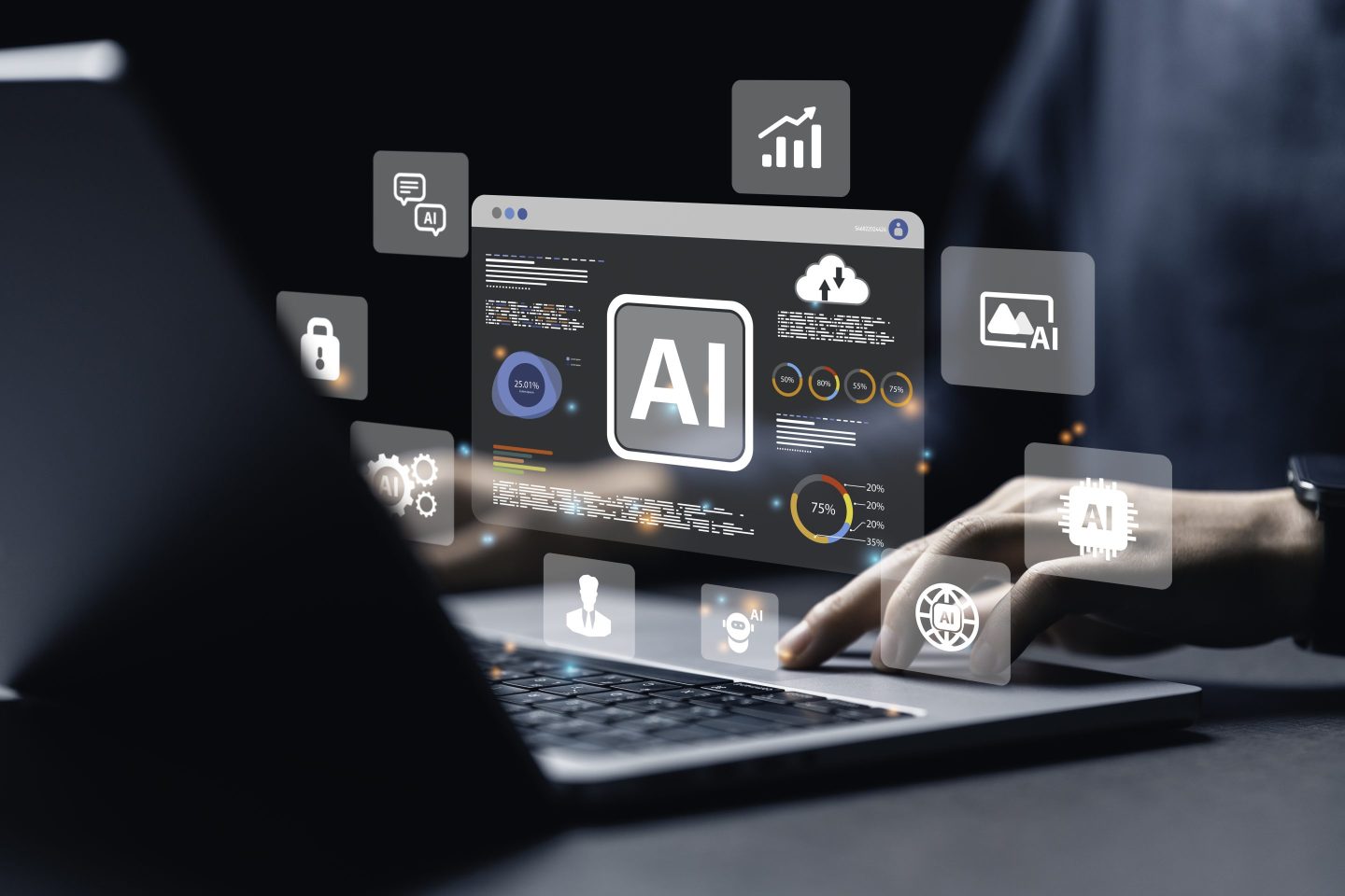 a data analyst using technology AI for working tool
