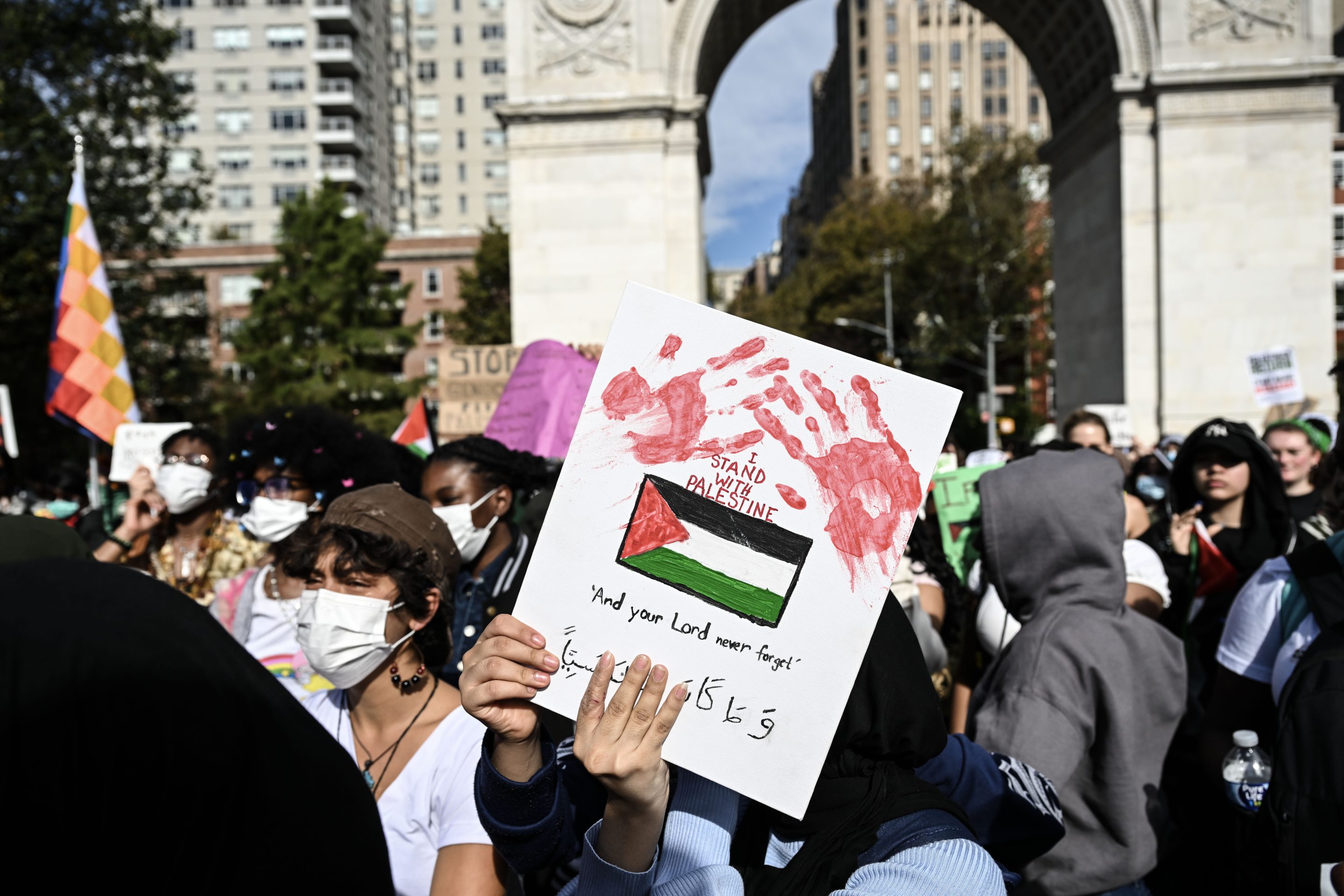 New York University students held a rally to support Palestine.