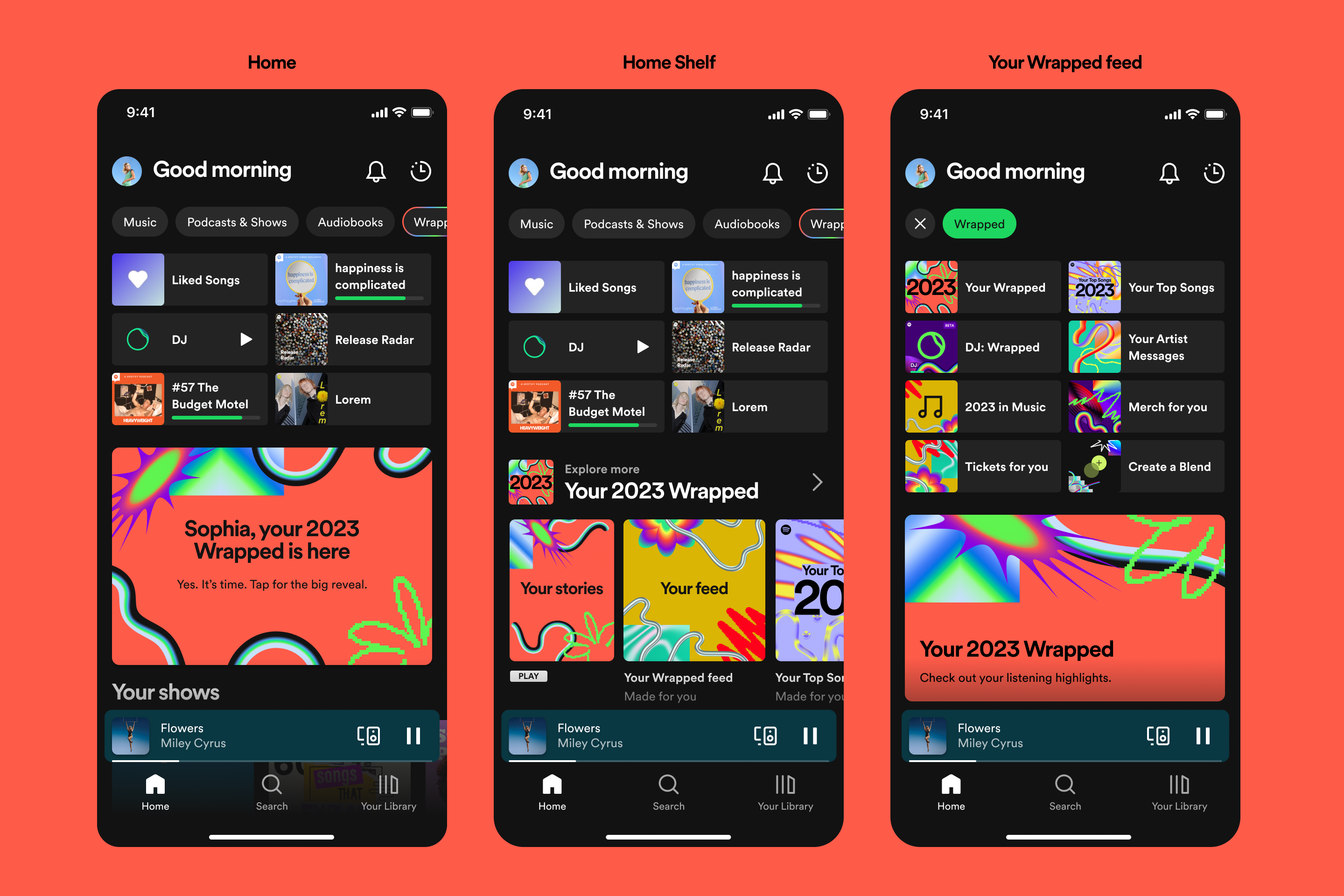 A view of a personalized Spotify Wrapped 2023 dashboard.