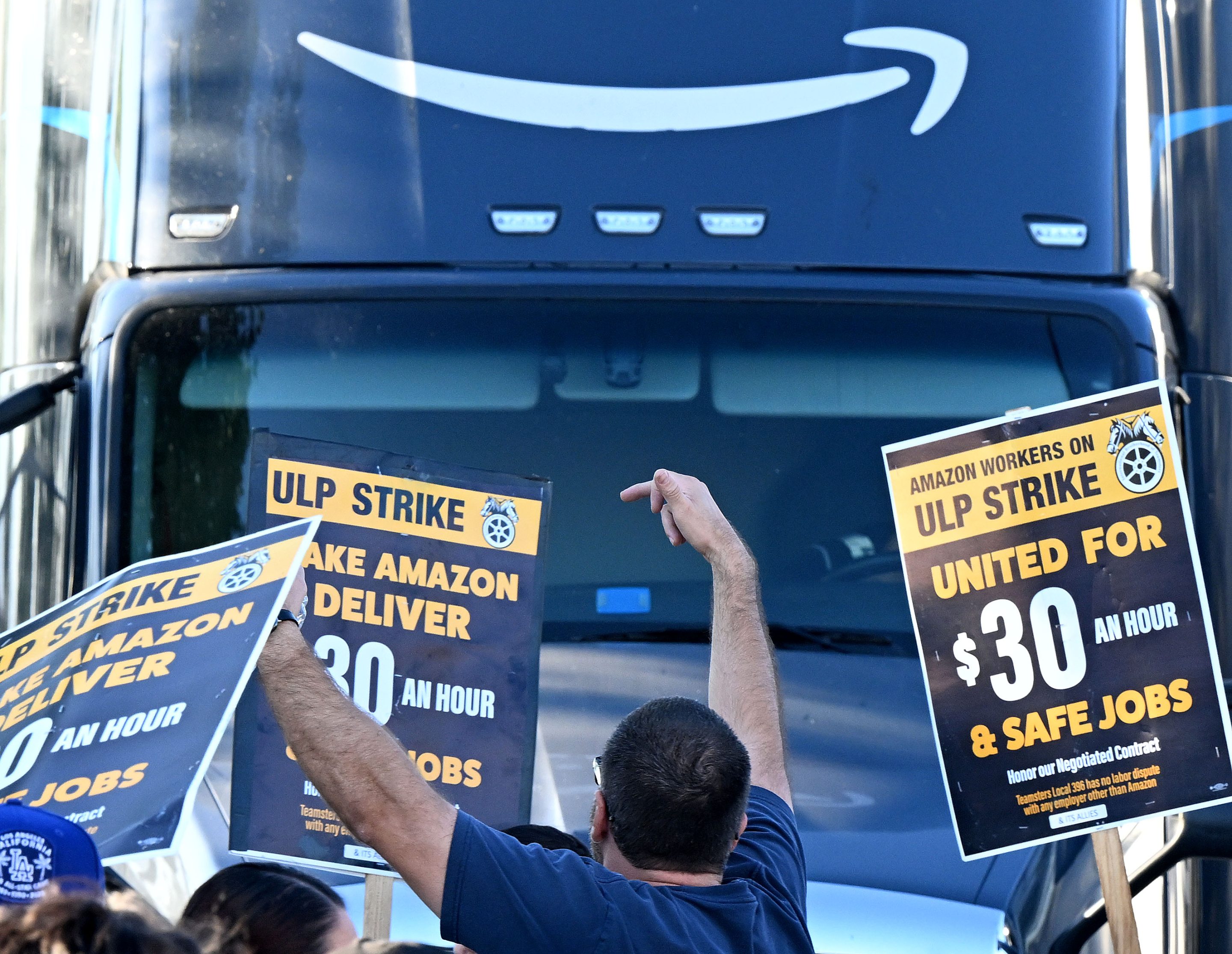 Dozens of Amazon workers strike in San Bernardino, Calif.
