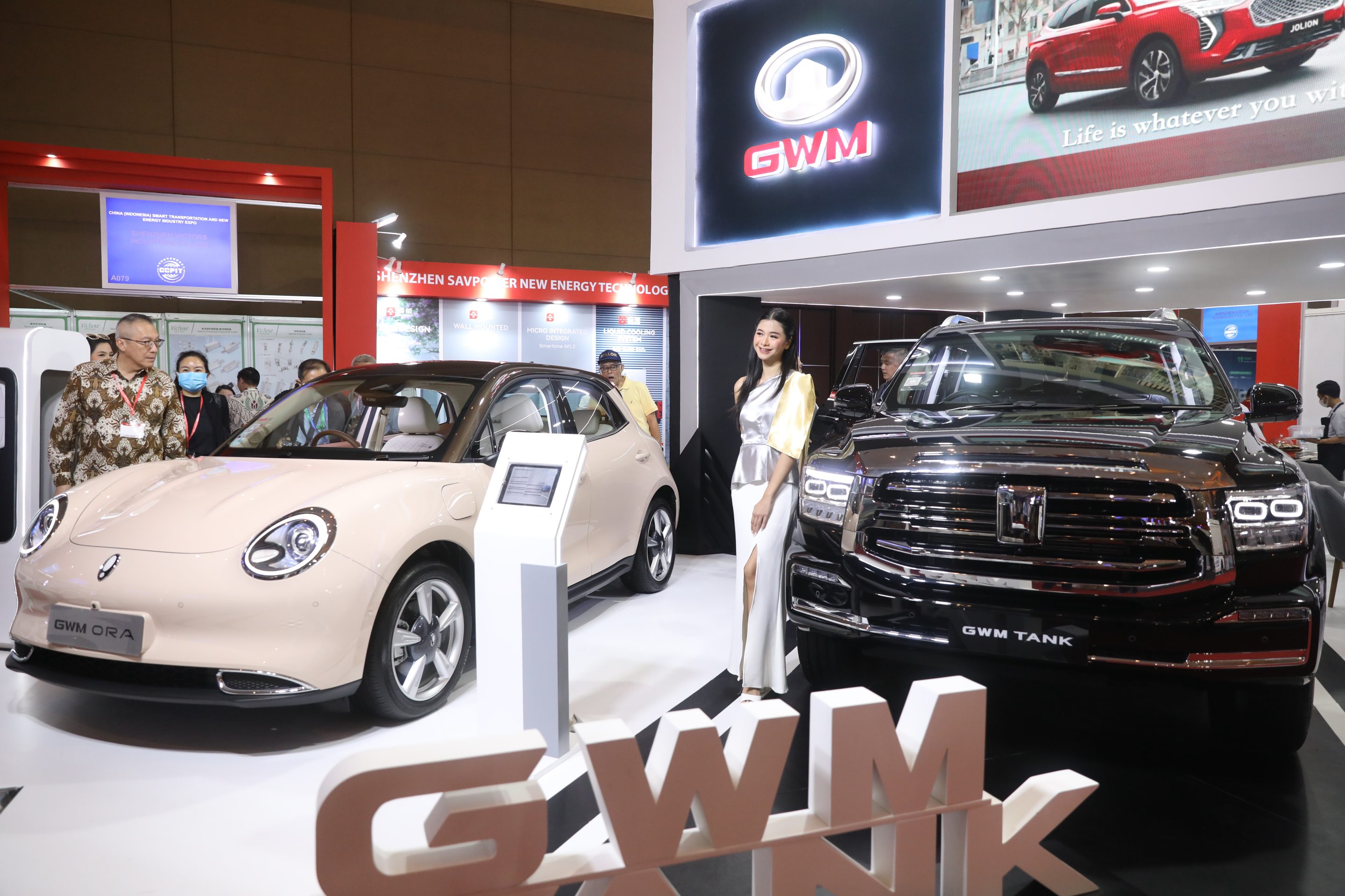 A Great Wall Motor booth including an Ora model at an expo in Jakarta, Indonesia, last month.