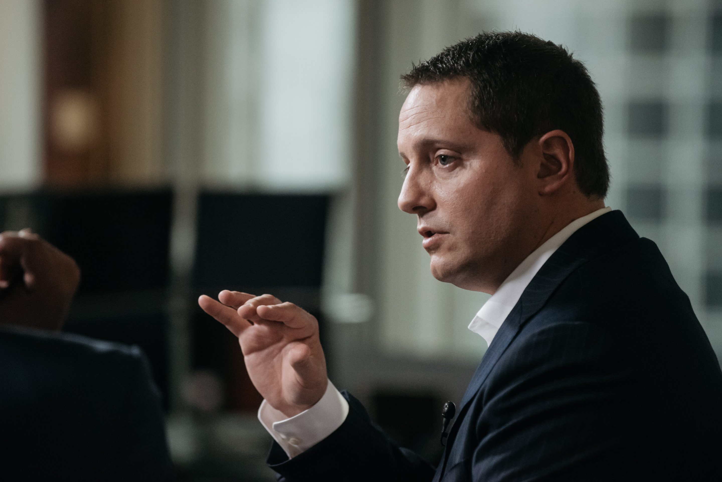 Carson Block, founder and chief investment officer of Muddy Waters Capital LLC, speaks during a Bloomberg Television interview in Hong Kong, China, on Tuesday, June 6, 2017.