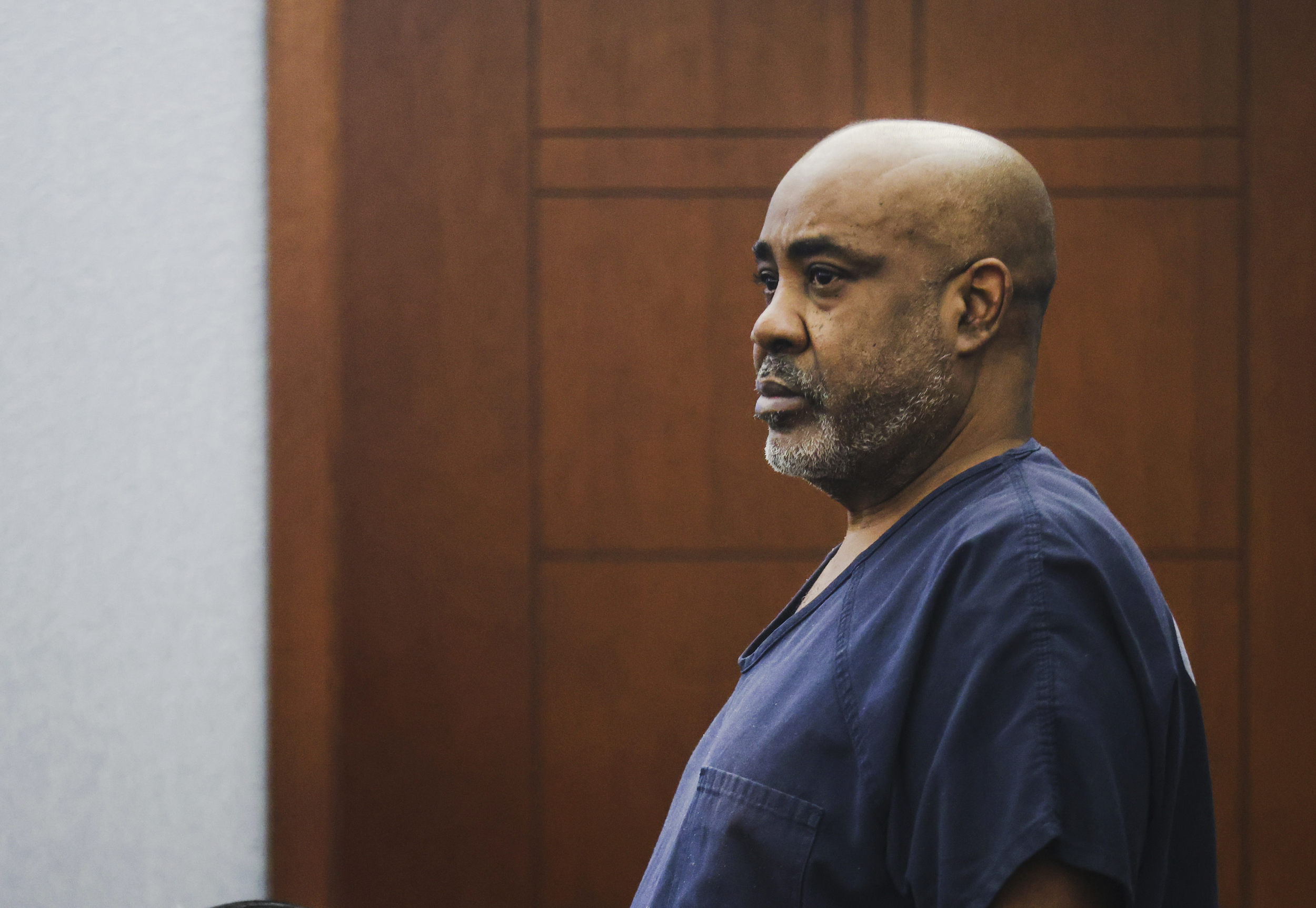 Duane “Keffe D” Davis, who is accused of orchestrating the 1996 slaying of hip-hop music icon Tupac Shakur, appears in court for a hearing at the Regional Justice Center in Las Vegas, on Jan. 9, 2024.