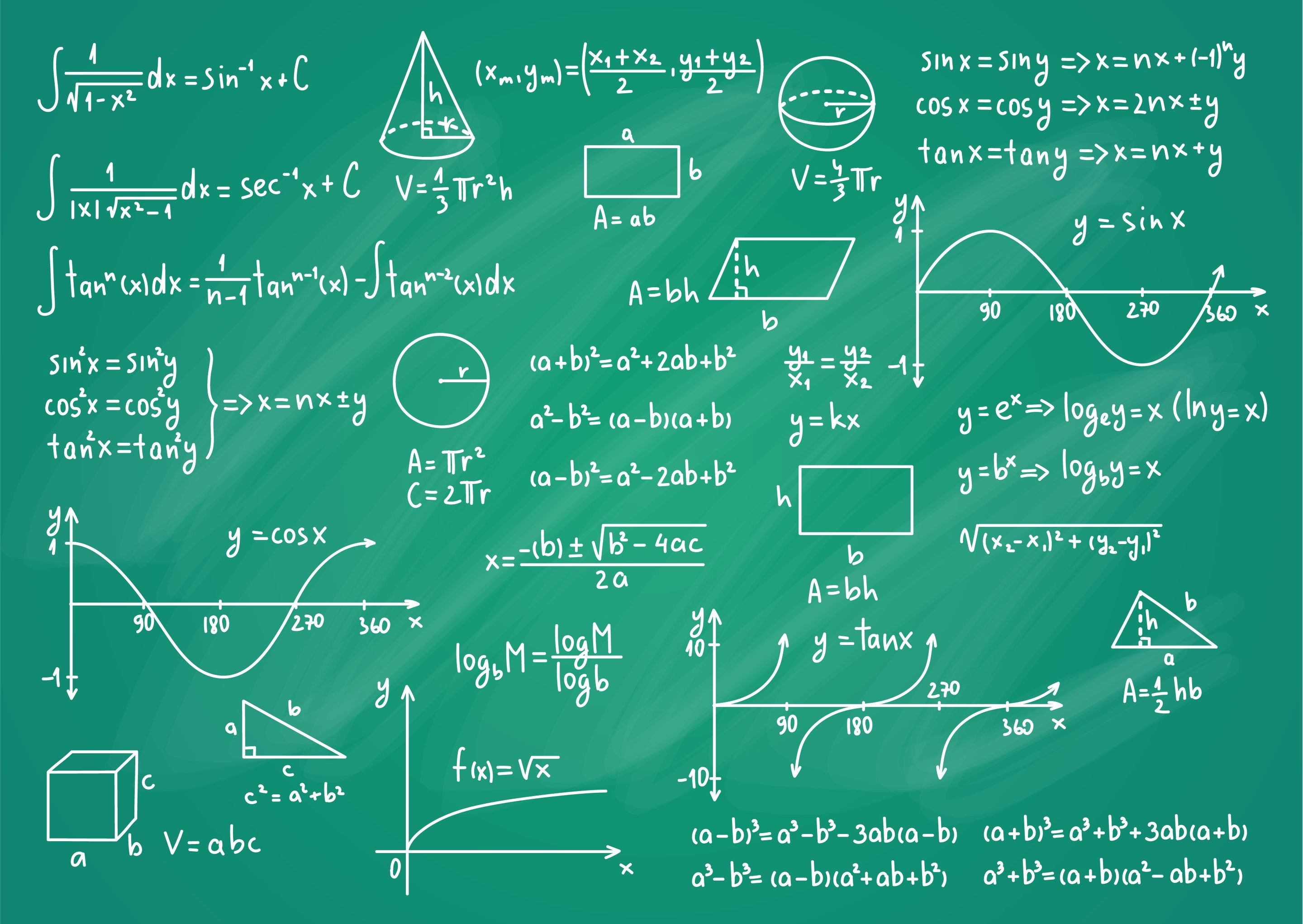 Blackboard with mathematical equations.